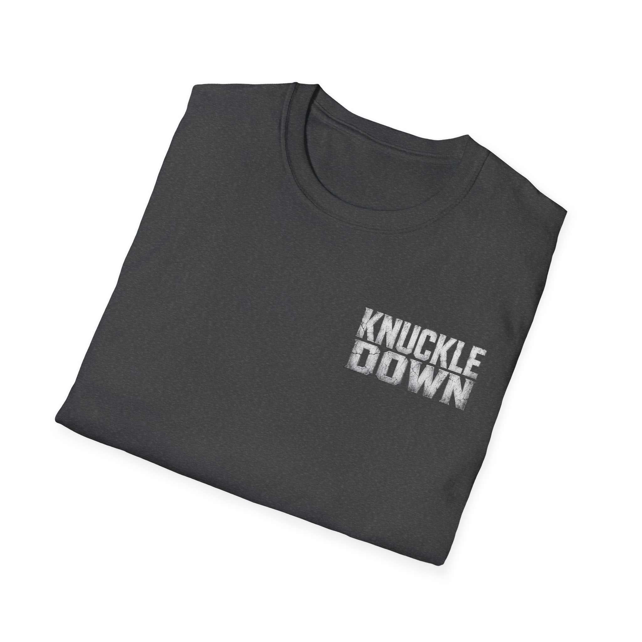Knuckle Down Tee — Retro Block Letter Graphic T-Shirt