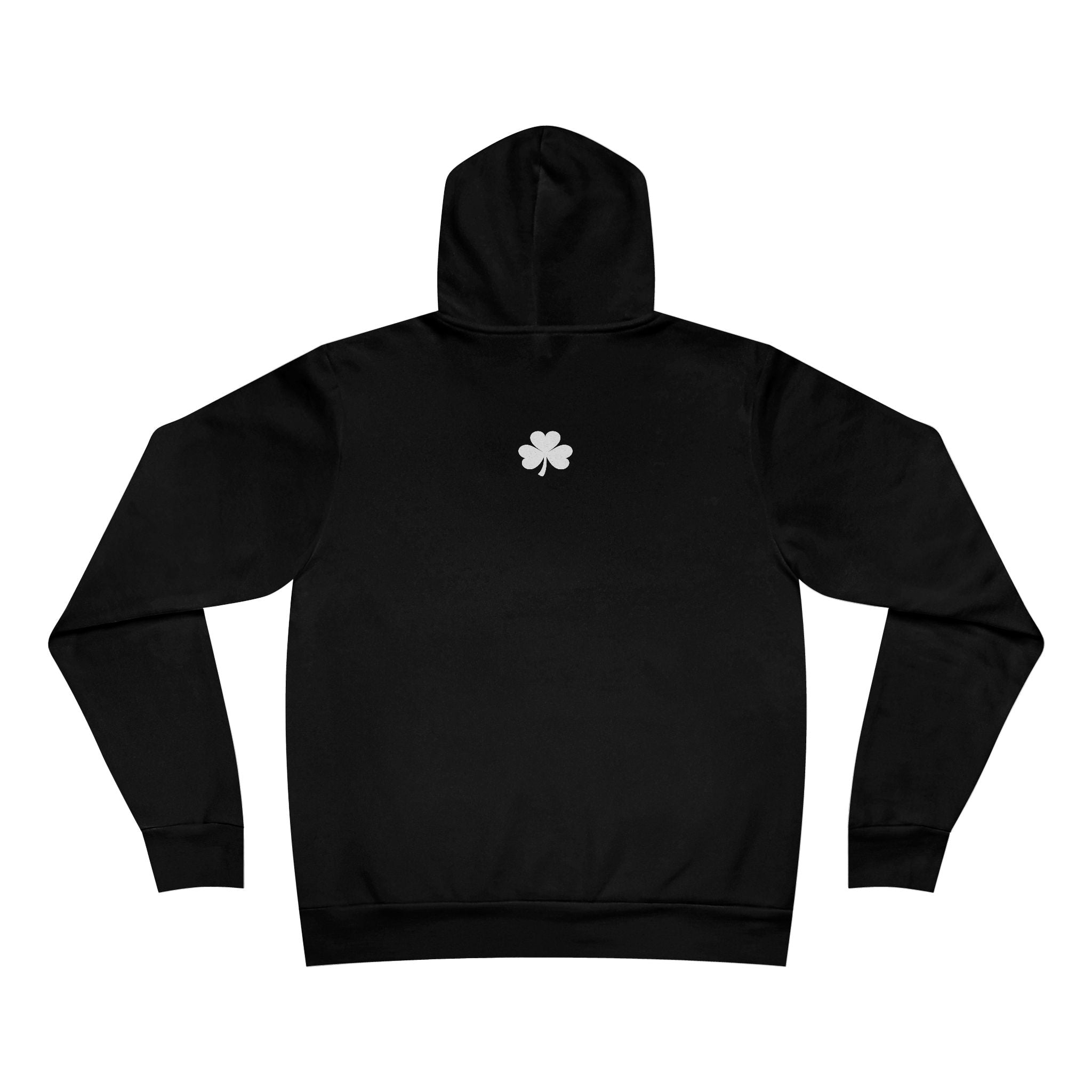 UNFKWTBL Pullover Hoodie — Minimal Black Hoodie with Front Text & Small Clover Back