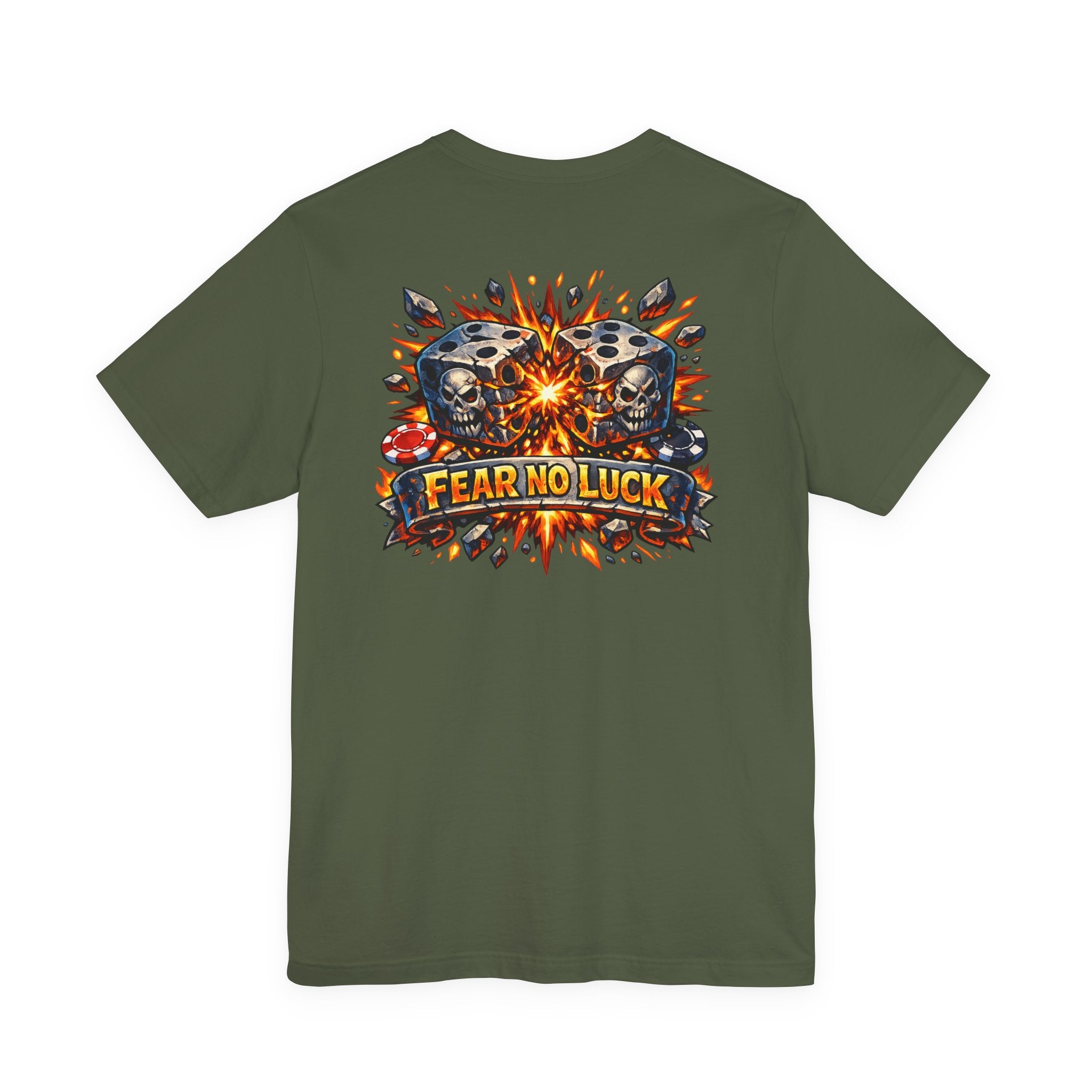 Fear No Luck Skull Graphic Tee — Bold Biker Poker T‑Shirt
