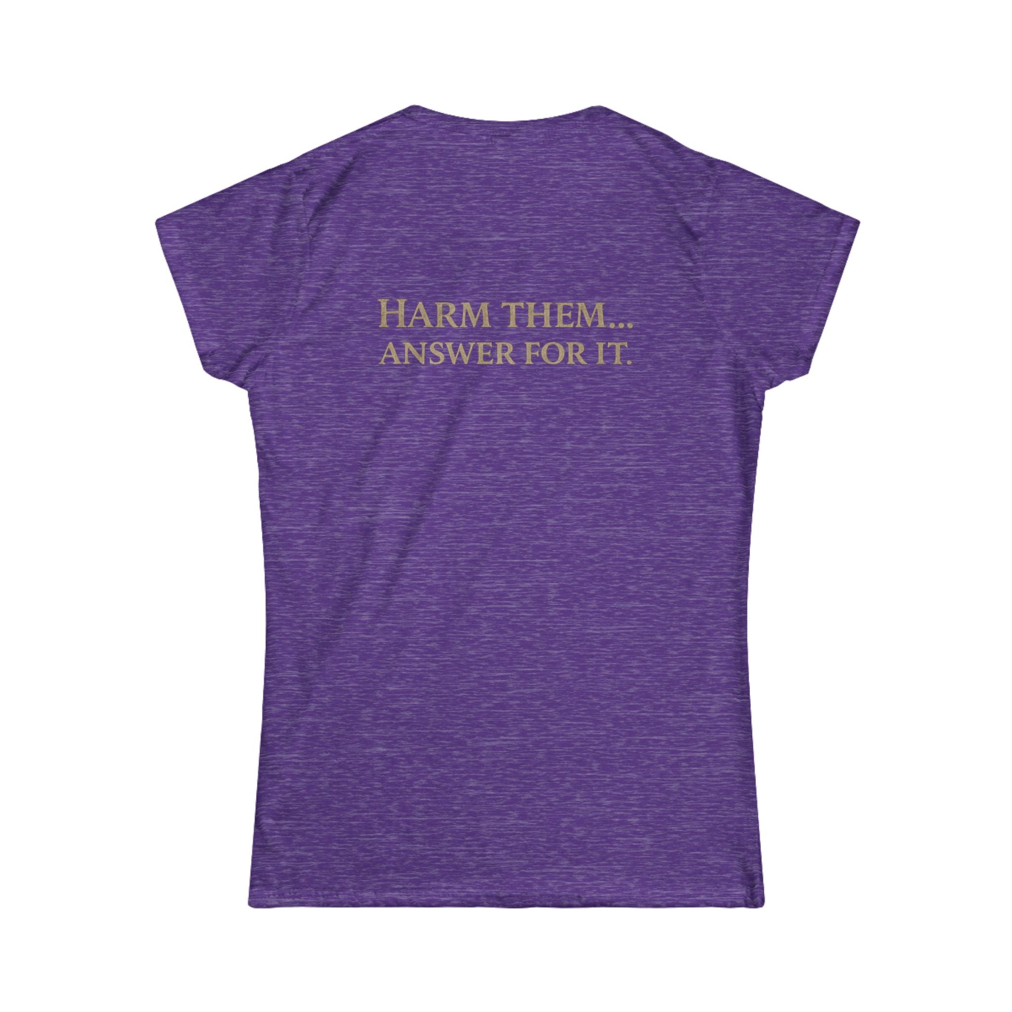Protect the Innocent Skull Tee — “Harm Them… Answer For It.” Graphic Women’s Shirt