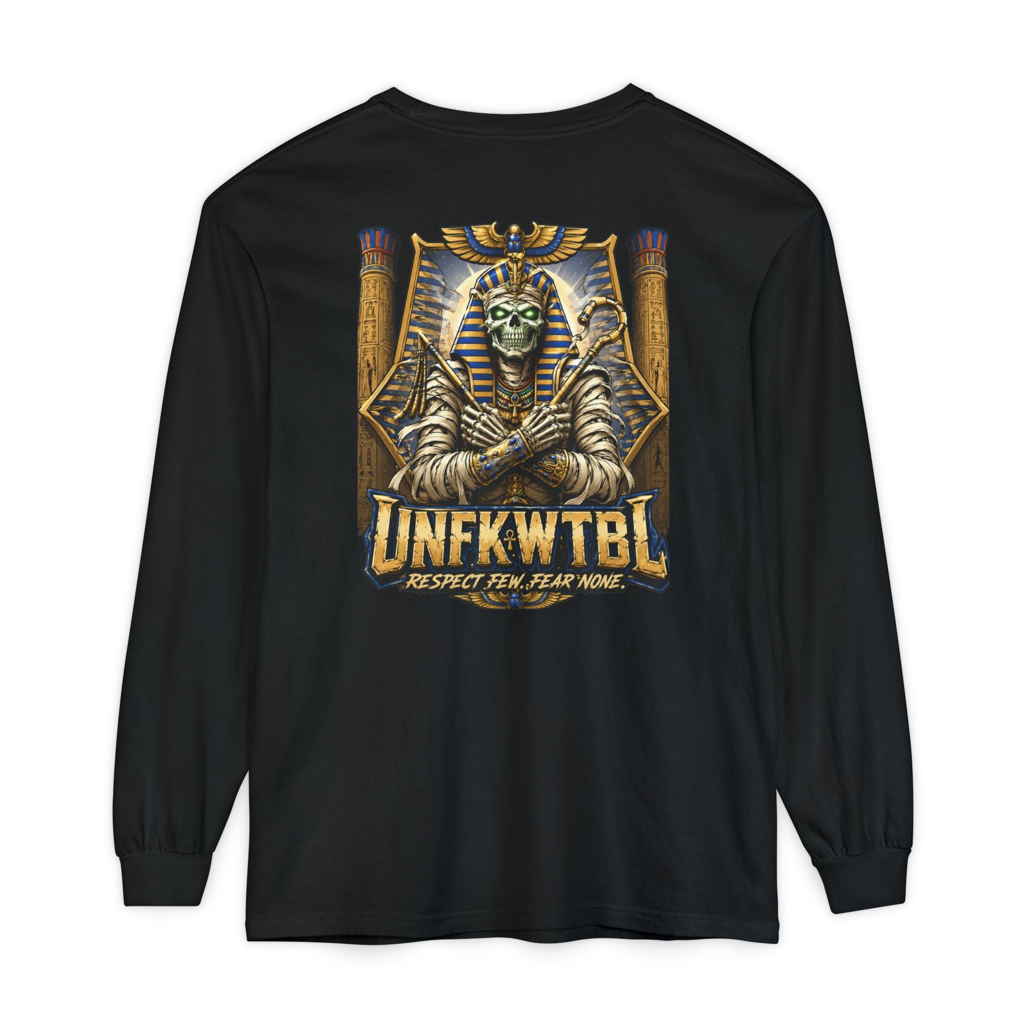 Unfkwtbl Pharaoh Long Sleeve Tee — Vintage Egyptian Mummy Graphic