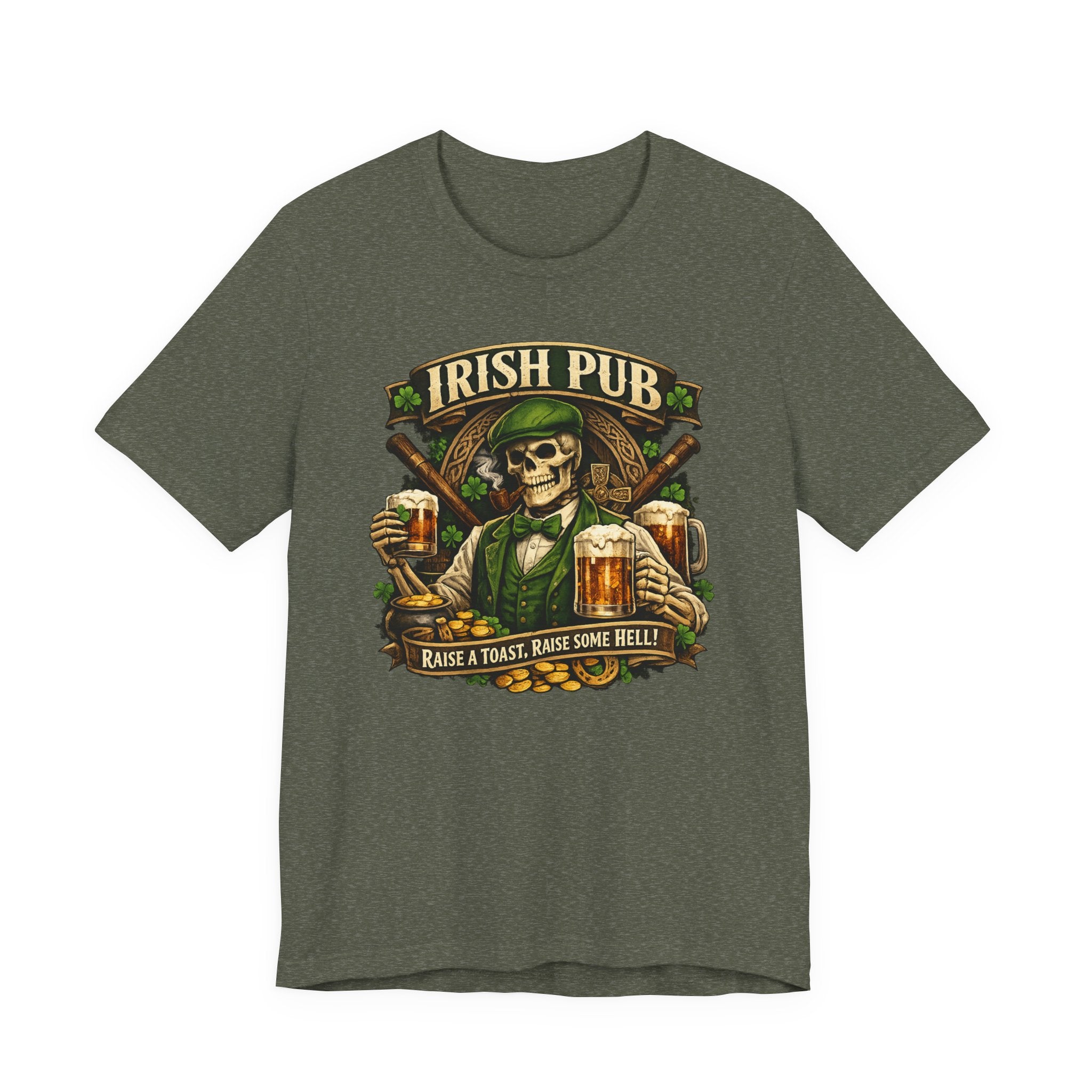 Irish Pub Skull T‑Shirt — "Raise a Toast, Raise Some Hell" St. Patrick’s Day Tee