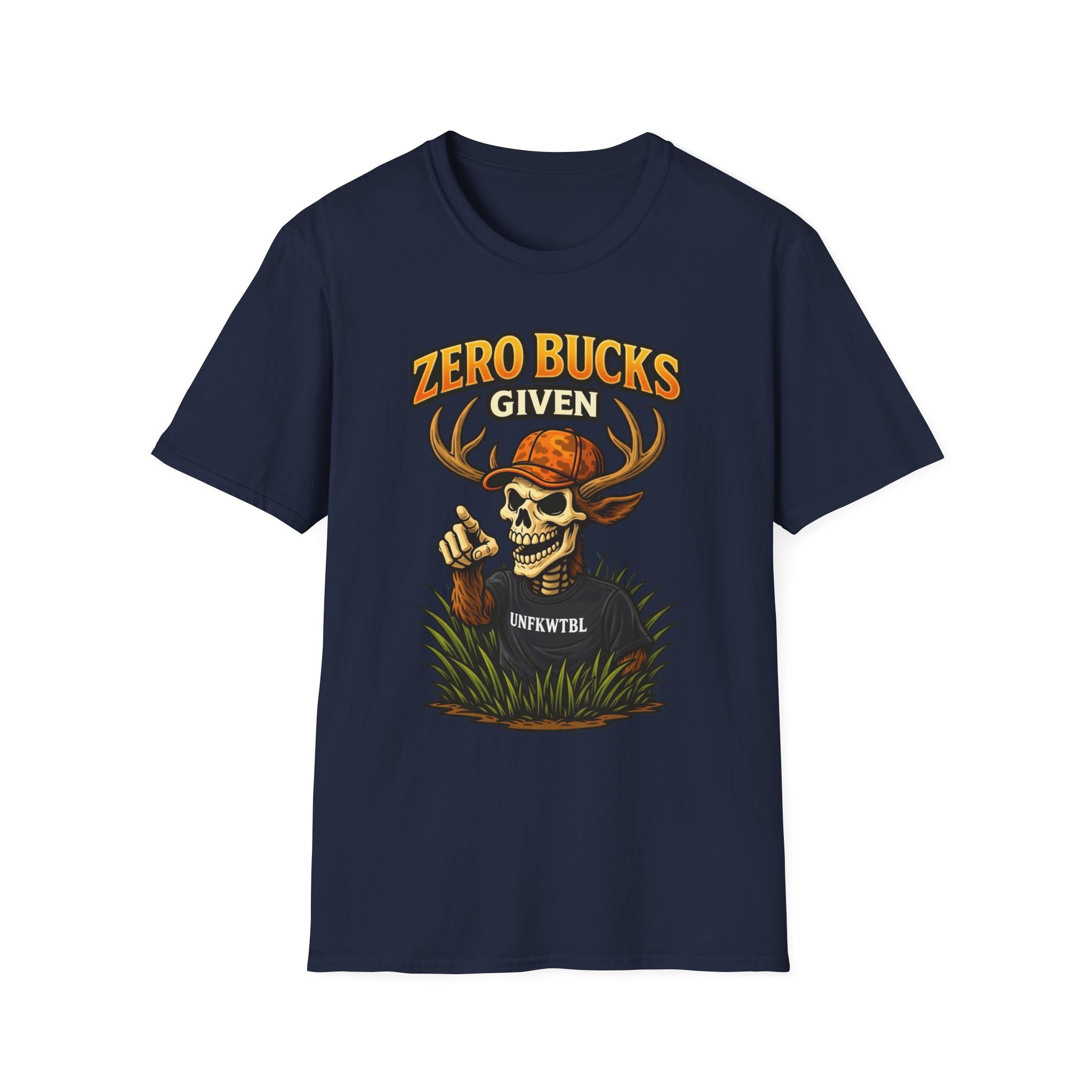 Zero Bucks Given Deer Skull T-Shirt — Funny Hunting Skull Tee