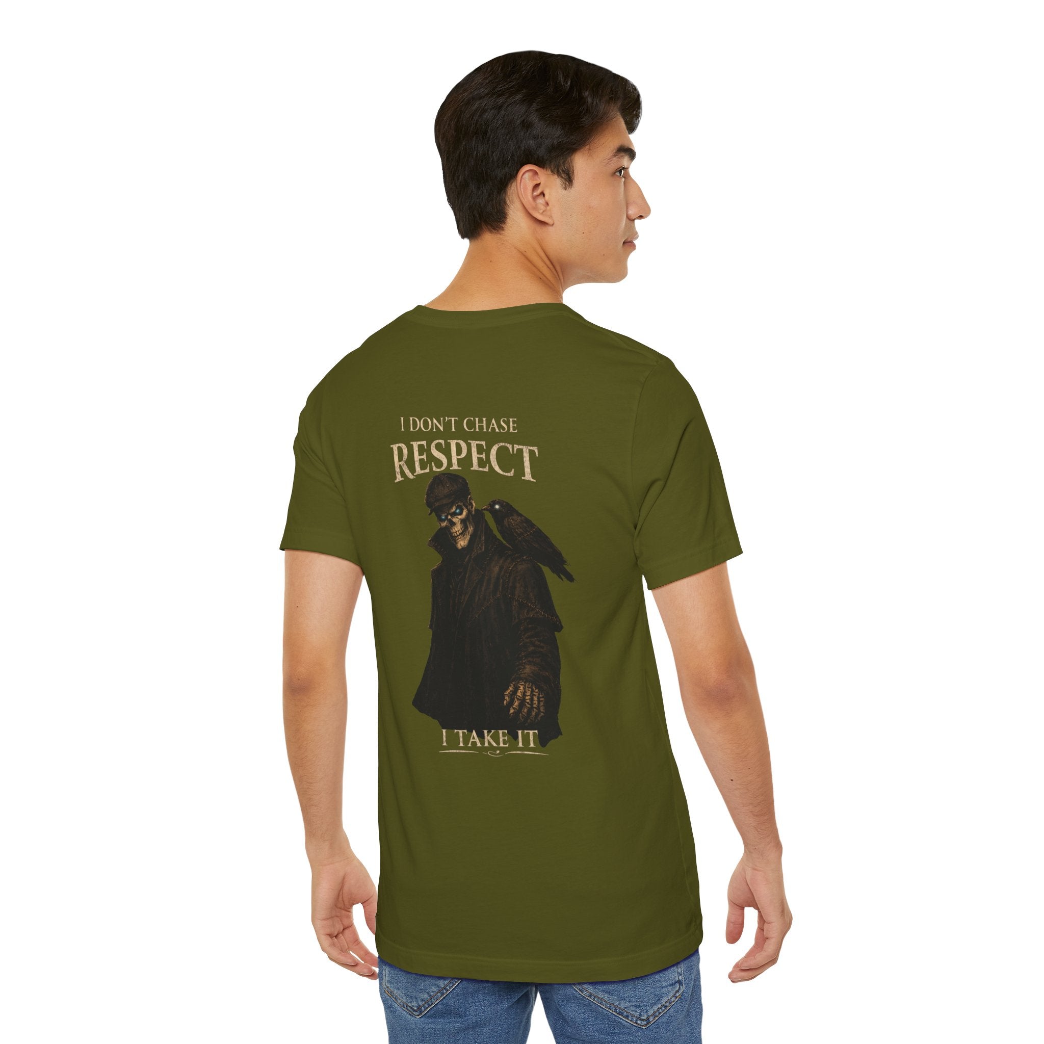 Respect T-Shirt — "I Don't Chase Respect, I Take It" Raven Graphic Tee