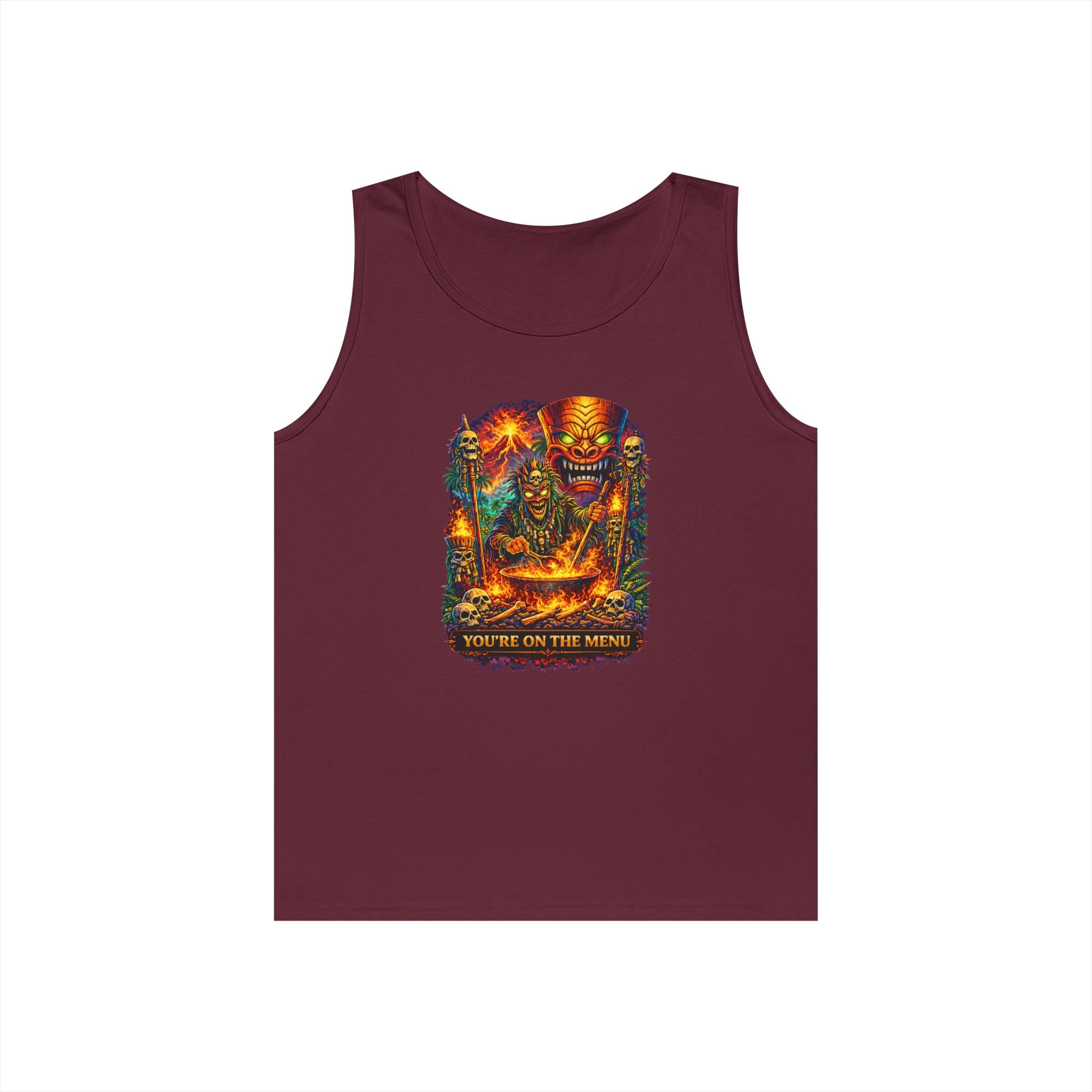 Horror Grilling Tank Top — Fiery Demon BBQ "You're On The Menu"