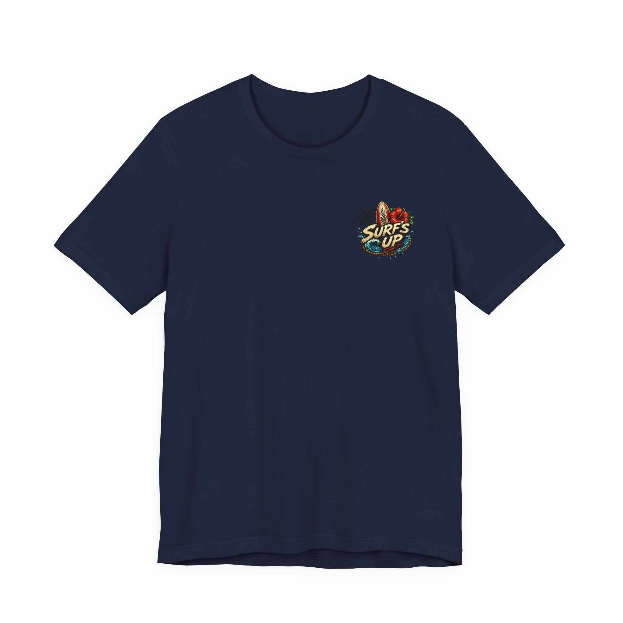 Hawaiian Surfboard T-Shirt with vibrant surfboard and tropical hula girl graphic on soft breathable cotton