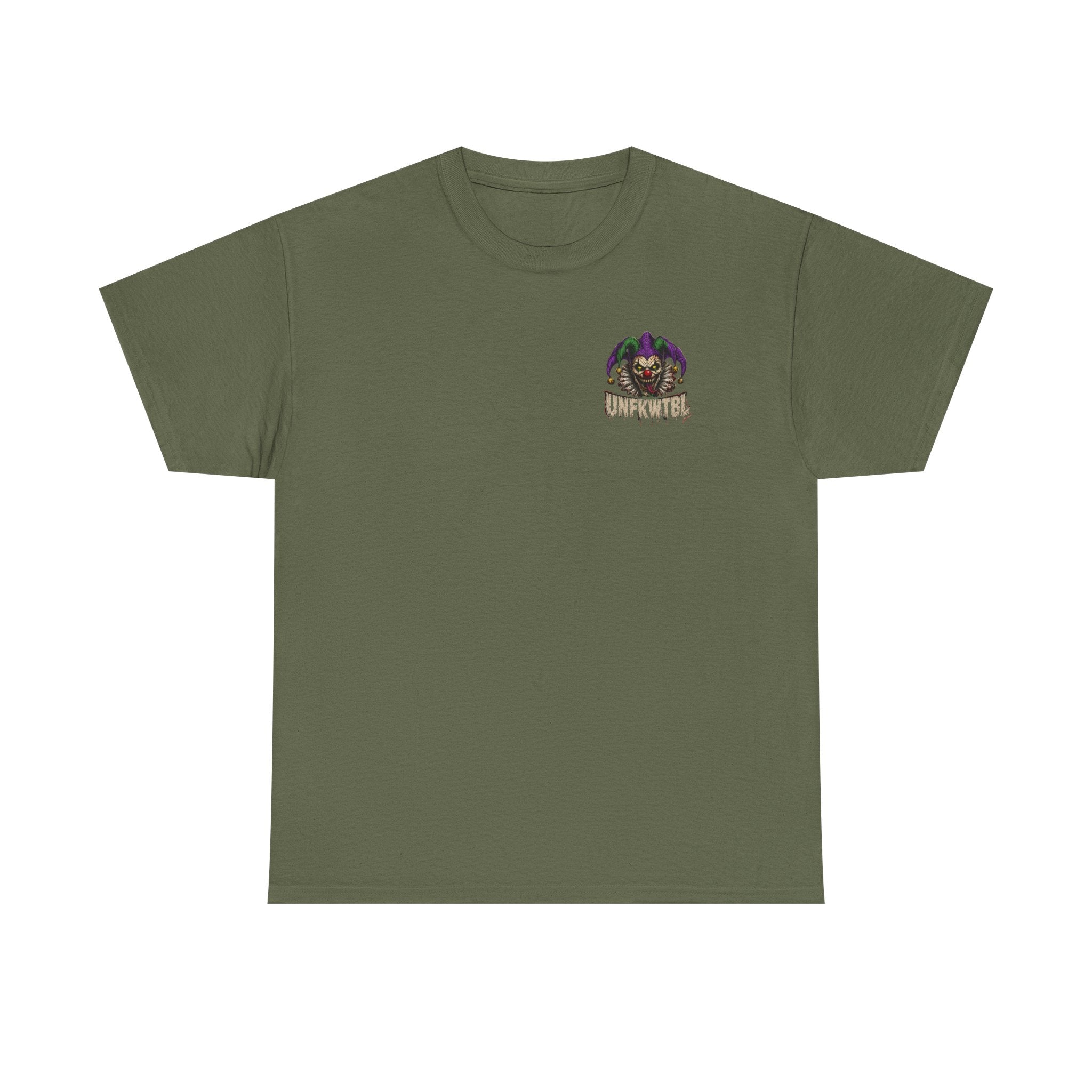 Creepy Jester Tee — “Smile Now. Later.” Graphic Horror Shirt (UNFKWTBL)
