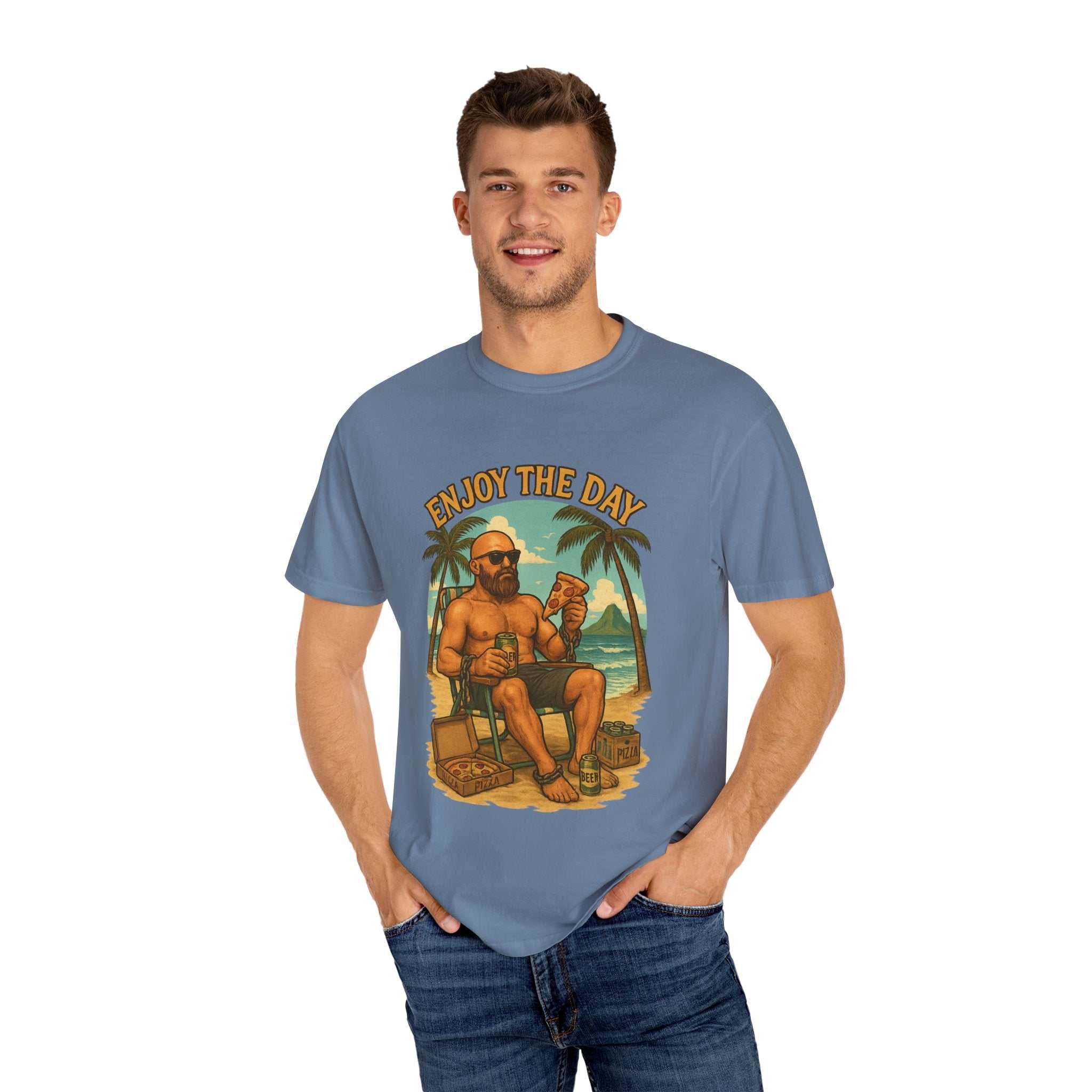 Atlas Enjoy the Day relaxed fit summer graphic t-shirt in vibrant colors for men and women