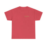 Unisex red heavy cotton t-shirt with Michael Myers Calm Before the Kill Halloween design, durable and comfortable.