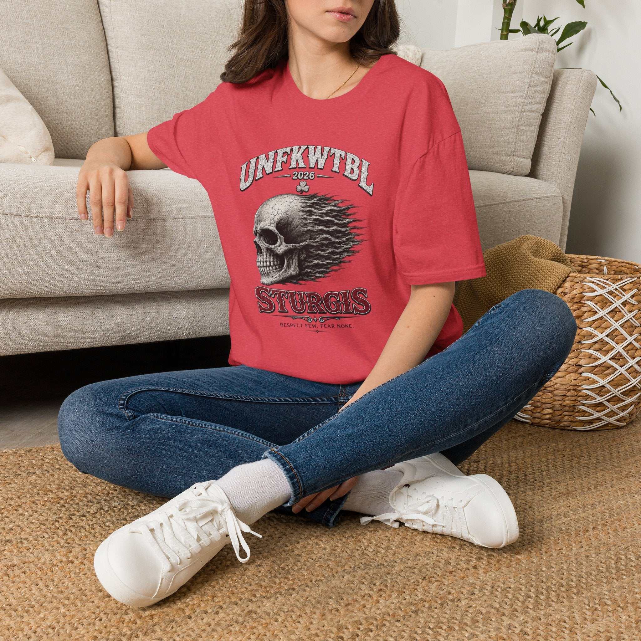 Skull Flame Sturgis T-Shirt — UNFKWTBL 2026 Motorcycle Rally Tee