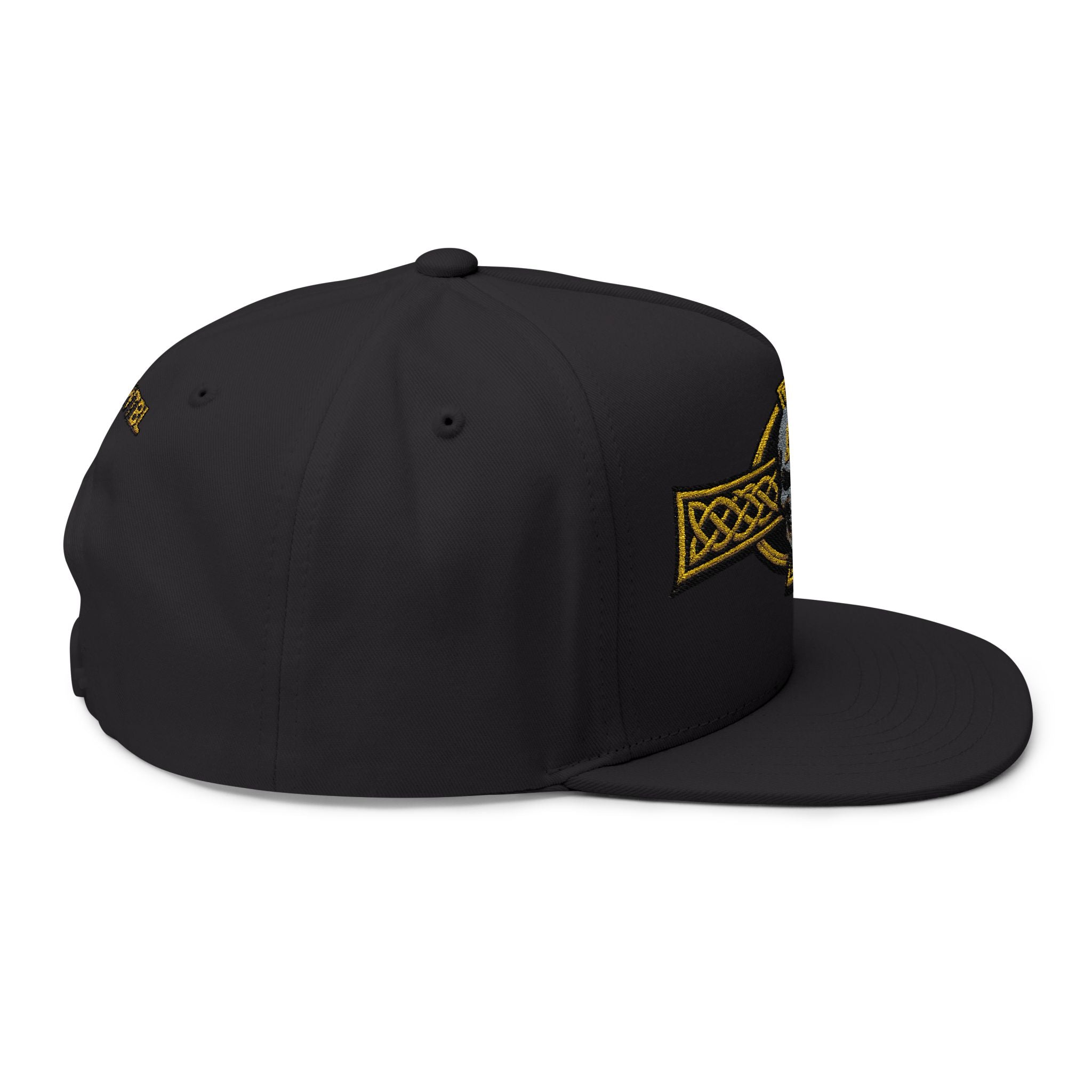 Celtic Skull Embroidered Flat Bill Cap — Viking Knot Snapback Hat