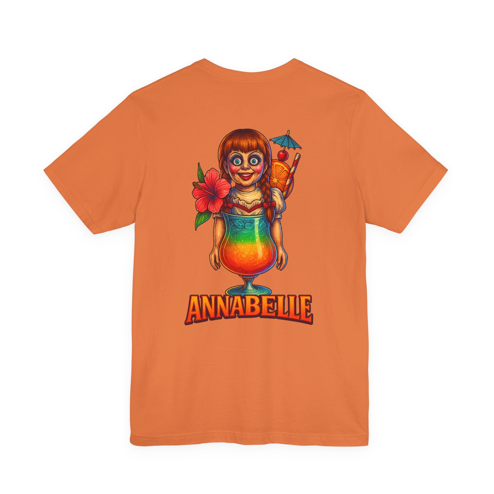 Annabelle Tropical Doll Graphic Tee - Retro Cocktail Girl T-Shirt