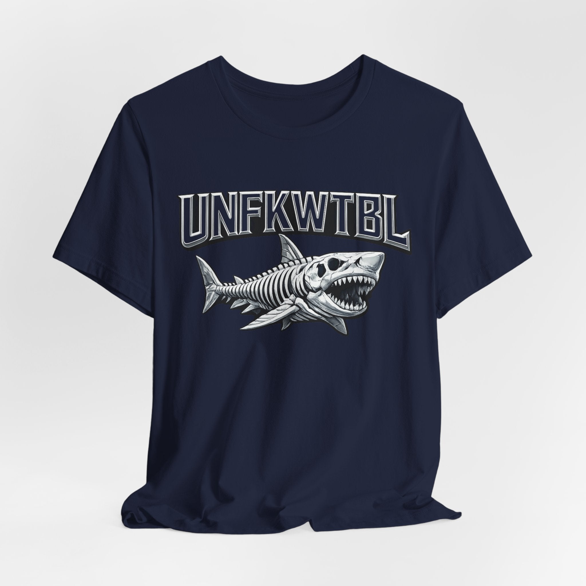 Shark Graphic Tee — 'UNFKWTBL' Vintage Skeleton Shark Shirt