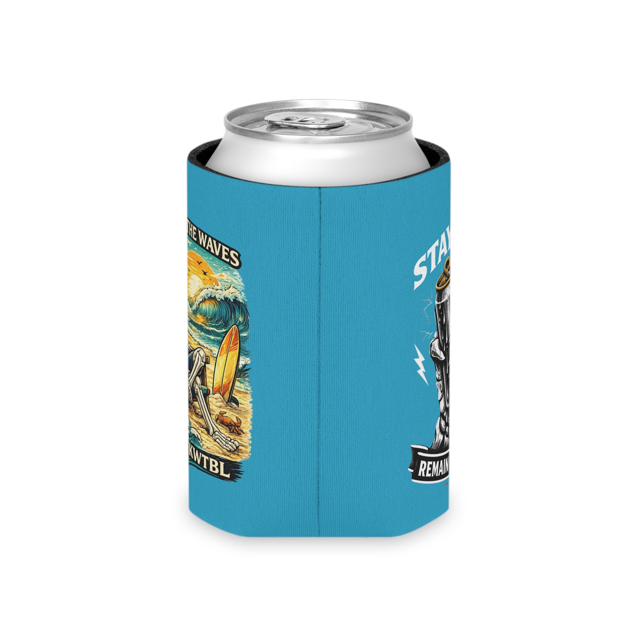 Can Cooler — 'Stay Cold / Check Out the Waves' Surf Skeleton Drink Koozie