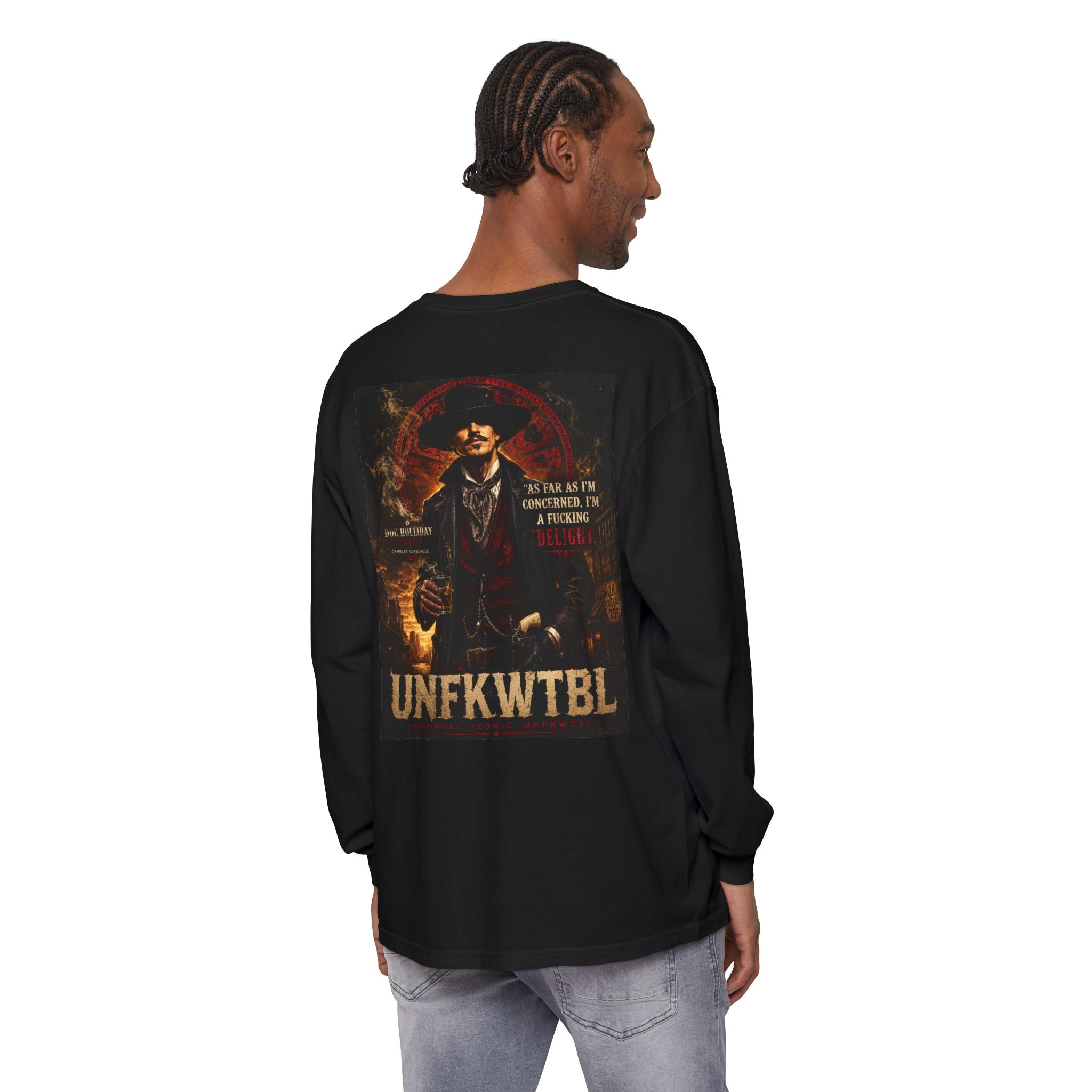 Unfkwtbl Vintage Western Long Sleeve T‑Shirt — Gunslinger Graphic