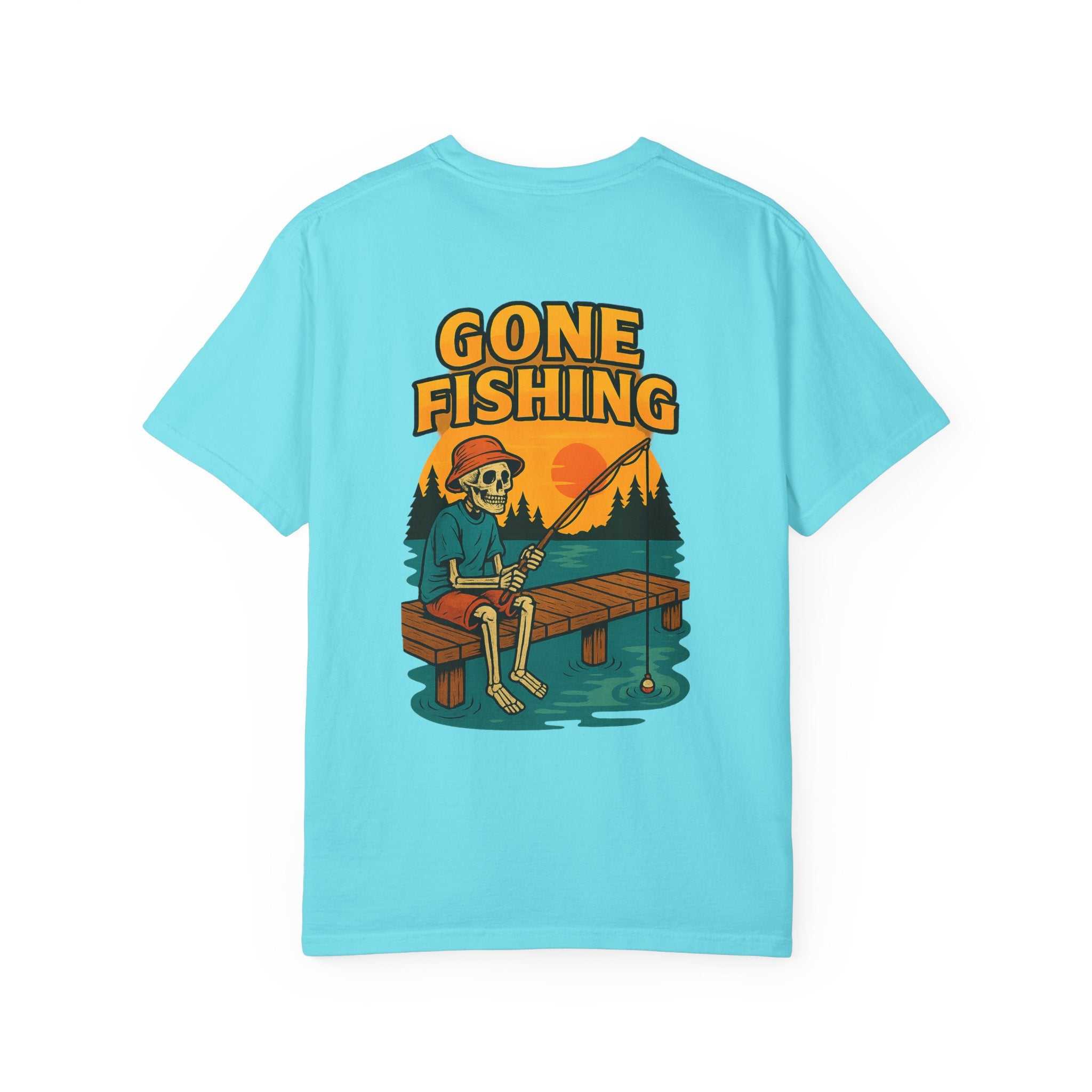 T-Shirt — "Gone Fishing" Retro Skeleton Fishing Graphic Tee