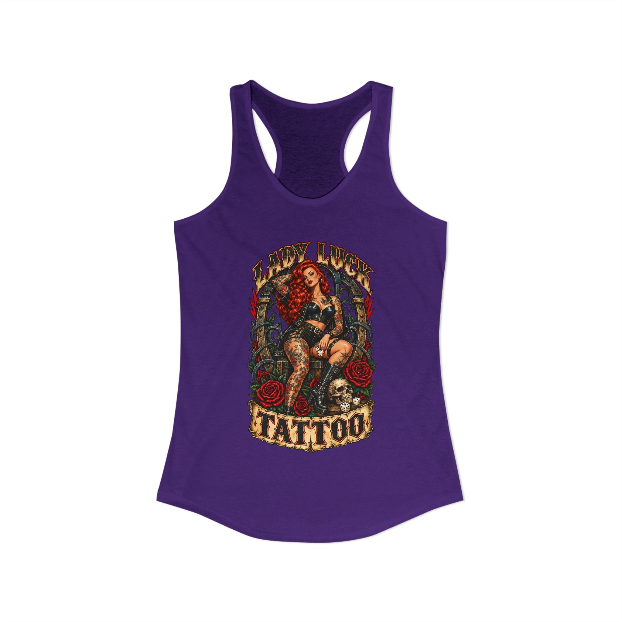 Lady Luck Tattoo Rebel Pinup Women’s Racerback Tank