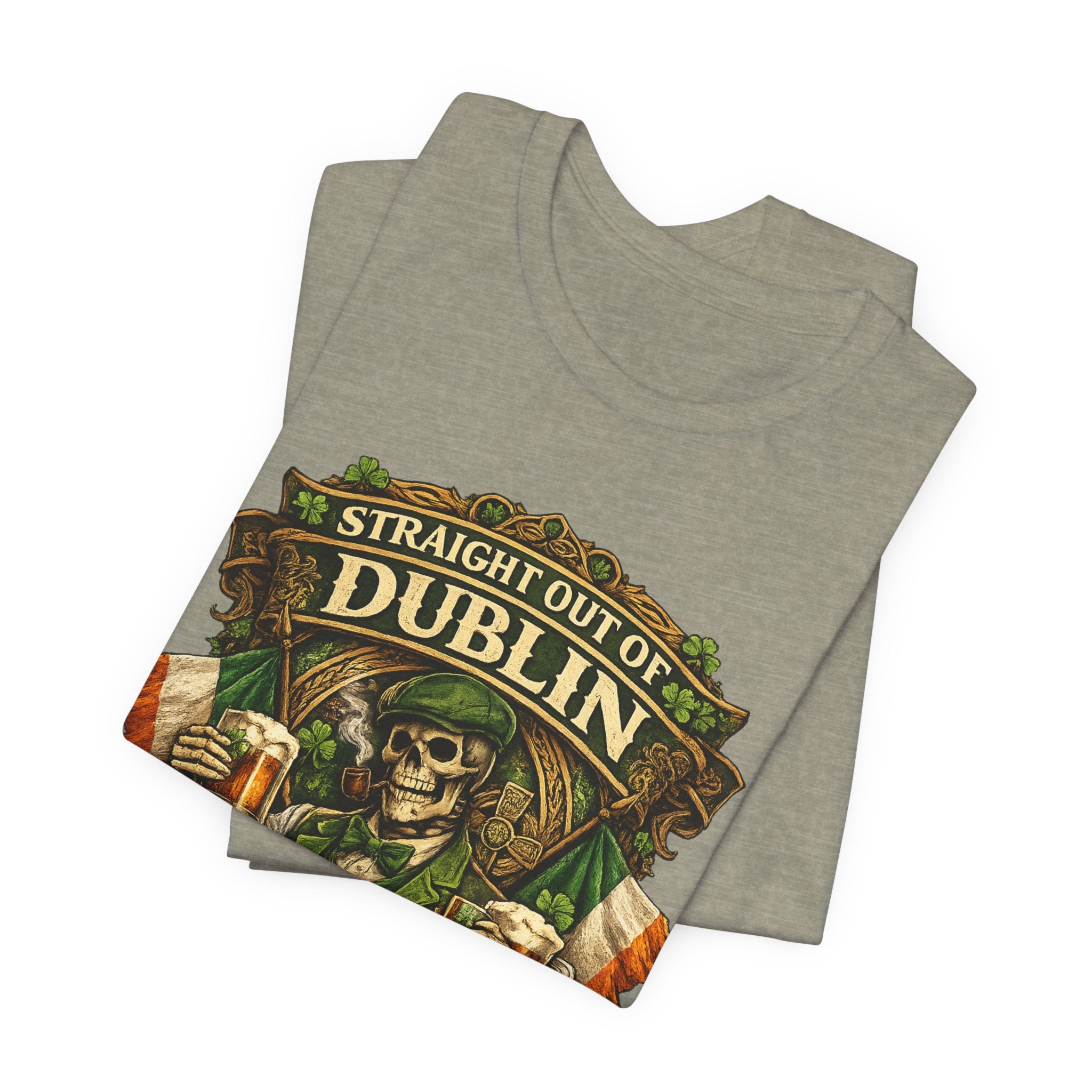 Straight Out of Dublin Irish Pub T-Shirt — St. Patrick’s Day Skeleton Pint Tee