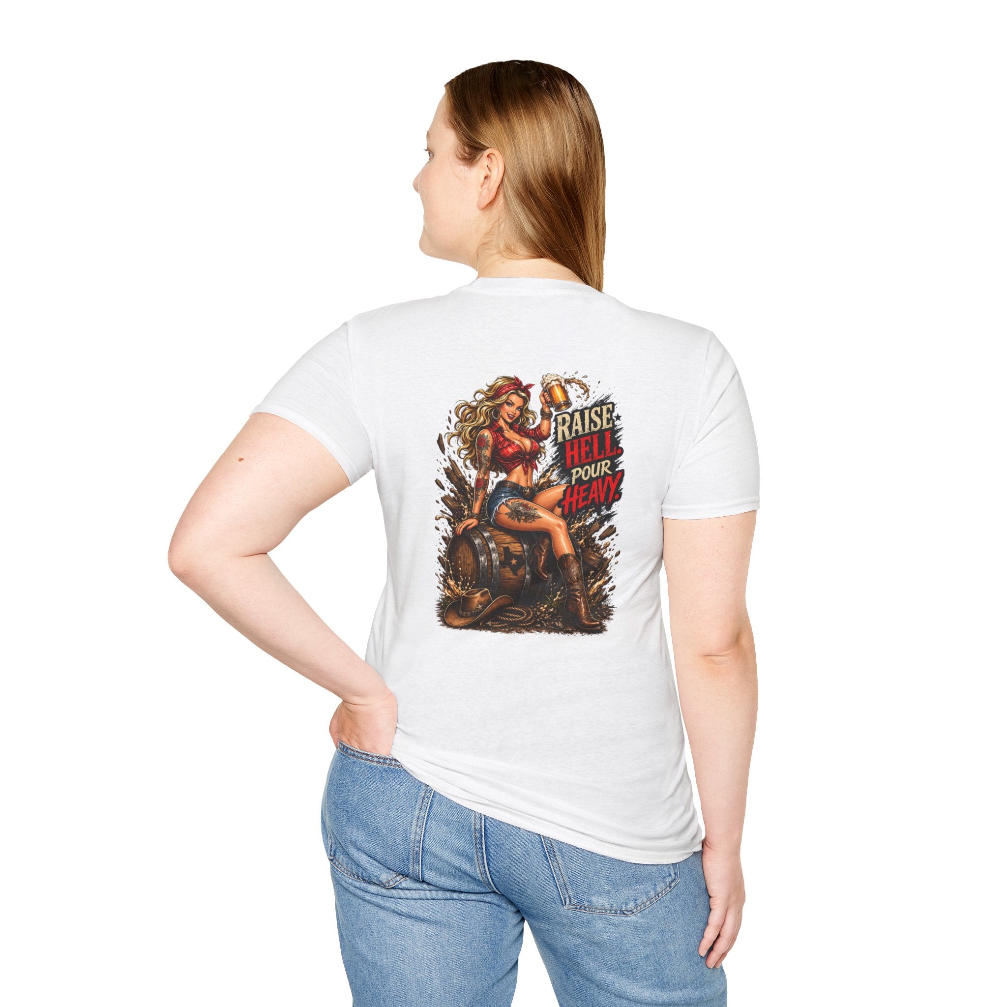 Raise Hell Pour Heavy T-Shirt — Vintage Pinup Barrel Racing Shirt