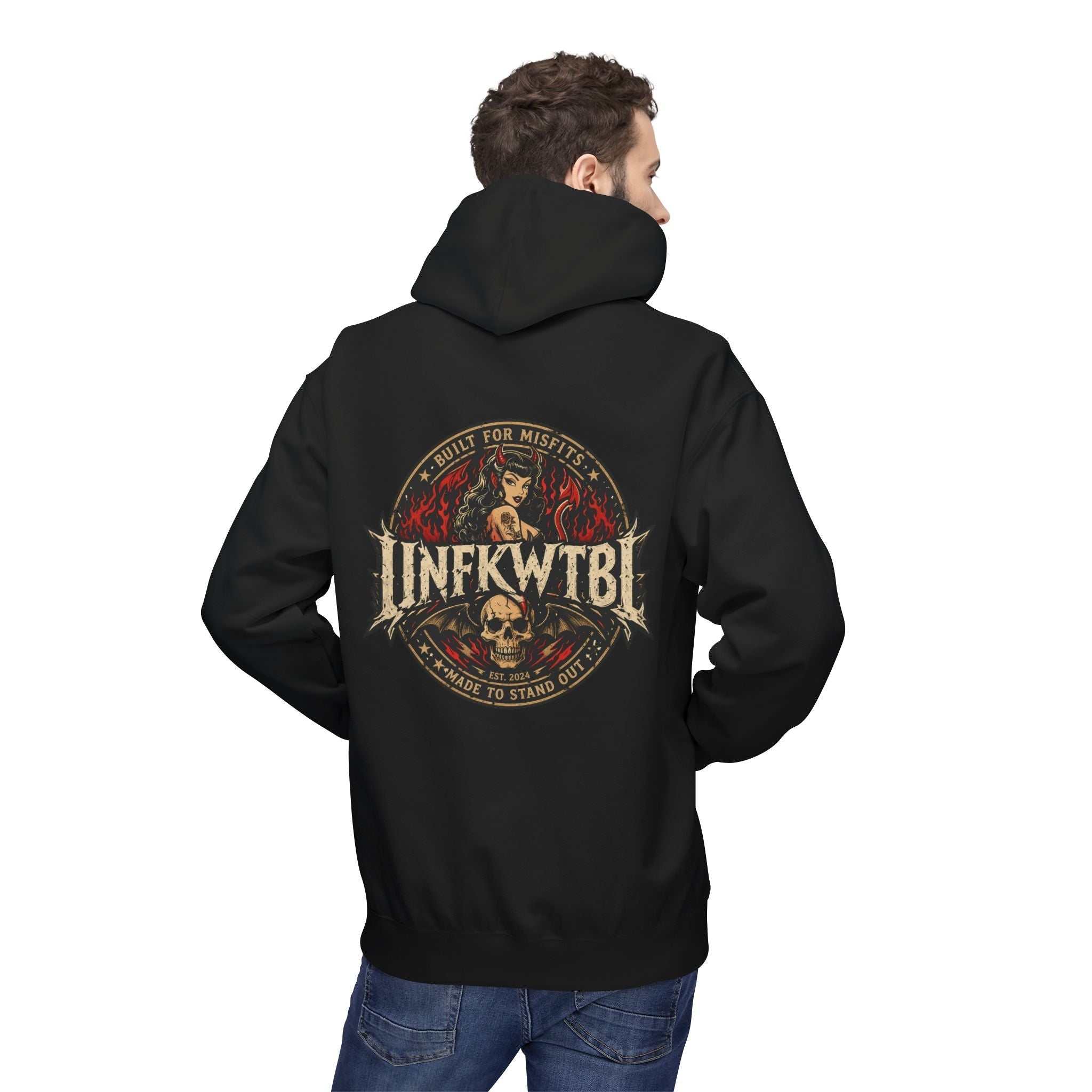 Vintage skull band emblem biker aesthetics hoodie with gothic design and relaxed fit
