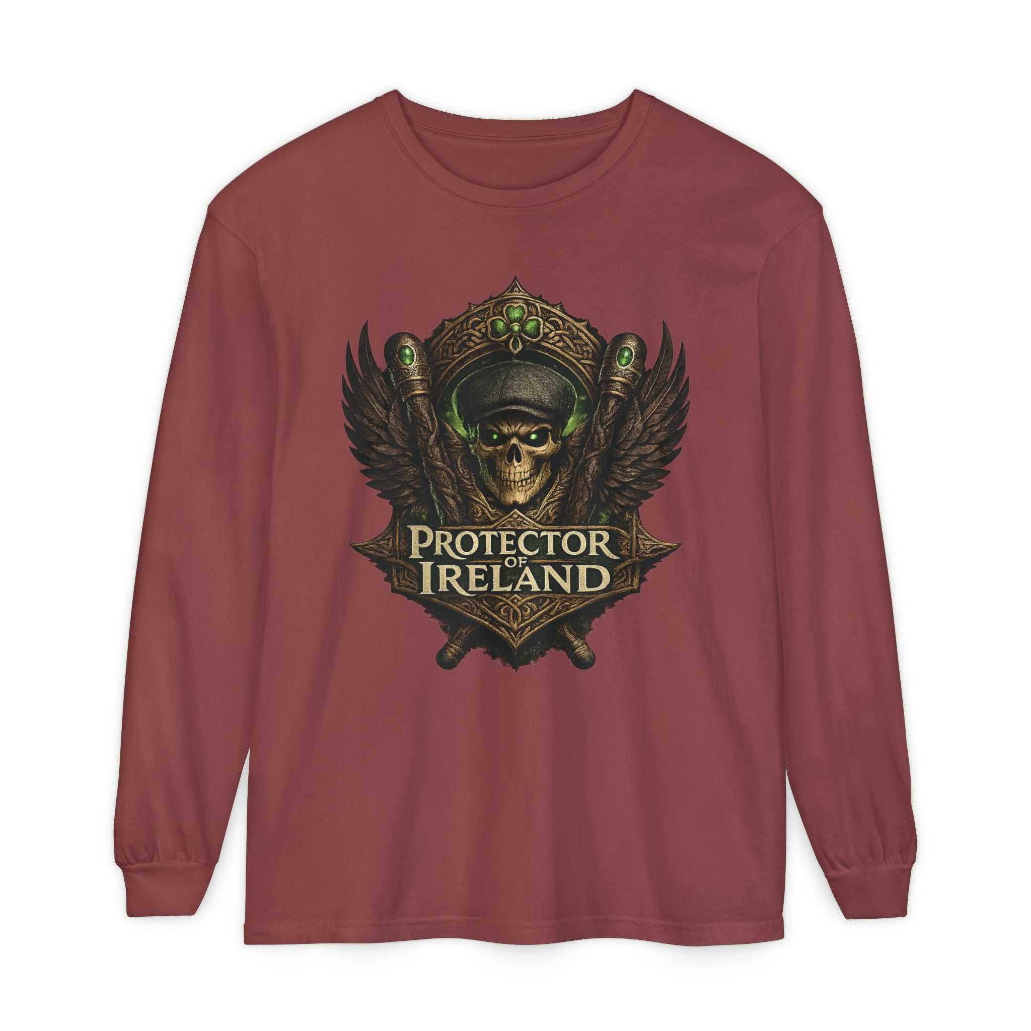 Protector of Ireland Long Sleeve Tee — Skull Crest Irish Pride