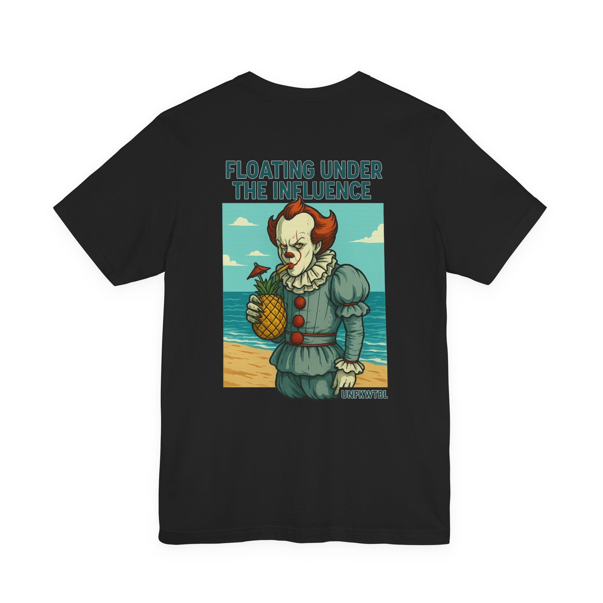 Creepy Clown Beach Tee — "Floating Under the Influence" Graphic T-Shirt