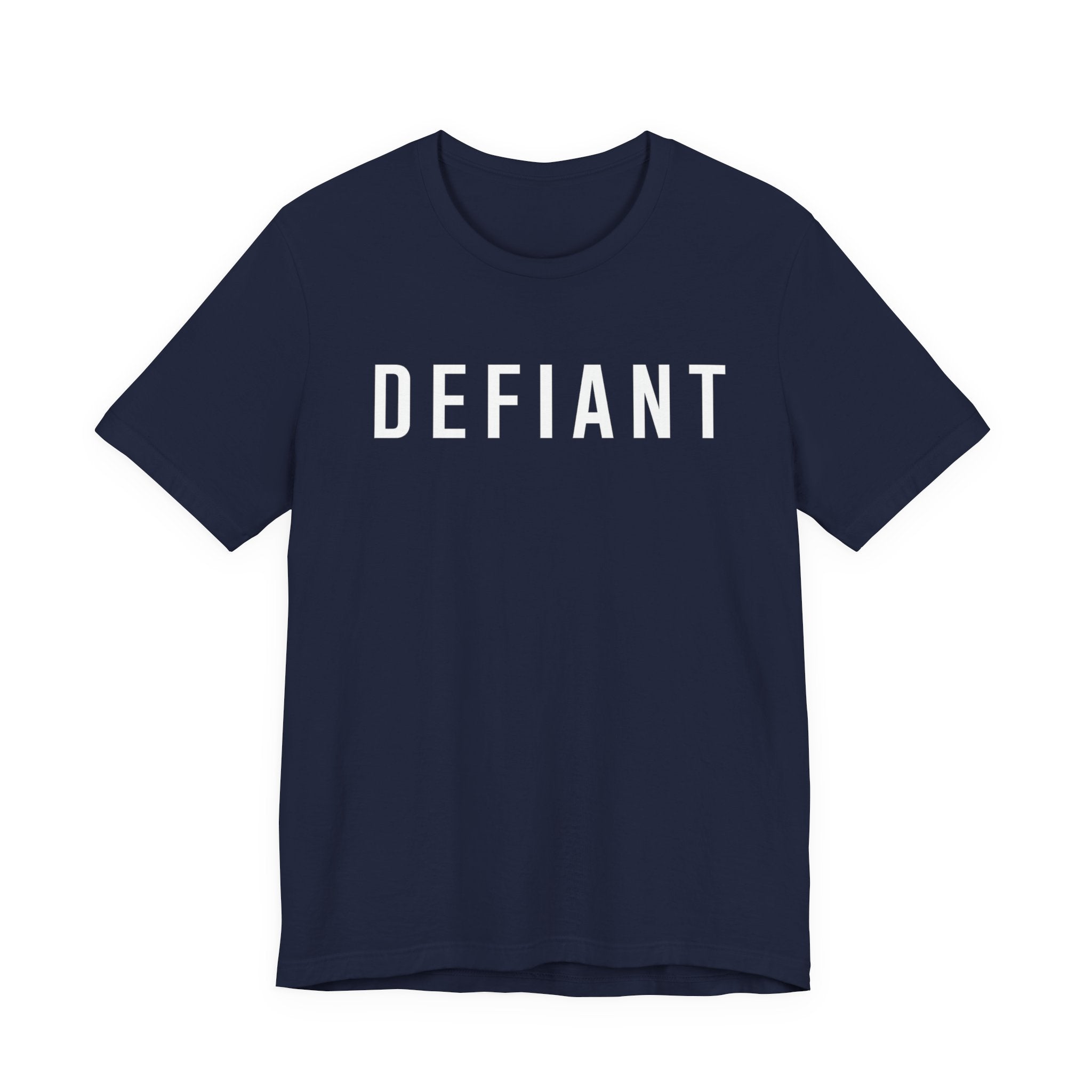 Defiant Graphic Tee — Minimal Bold Text T‑Shirt for Rebels & Statement Makers