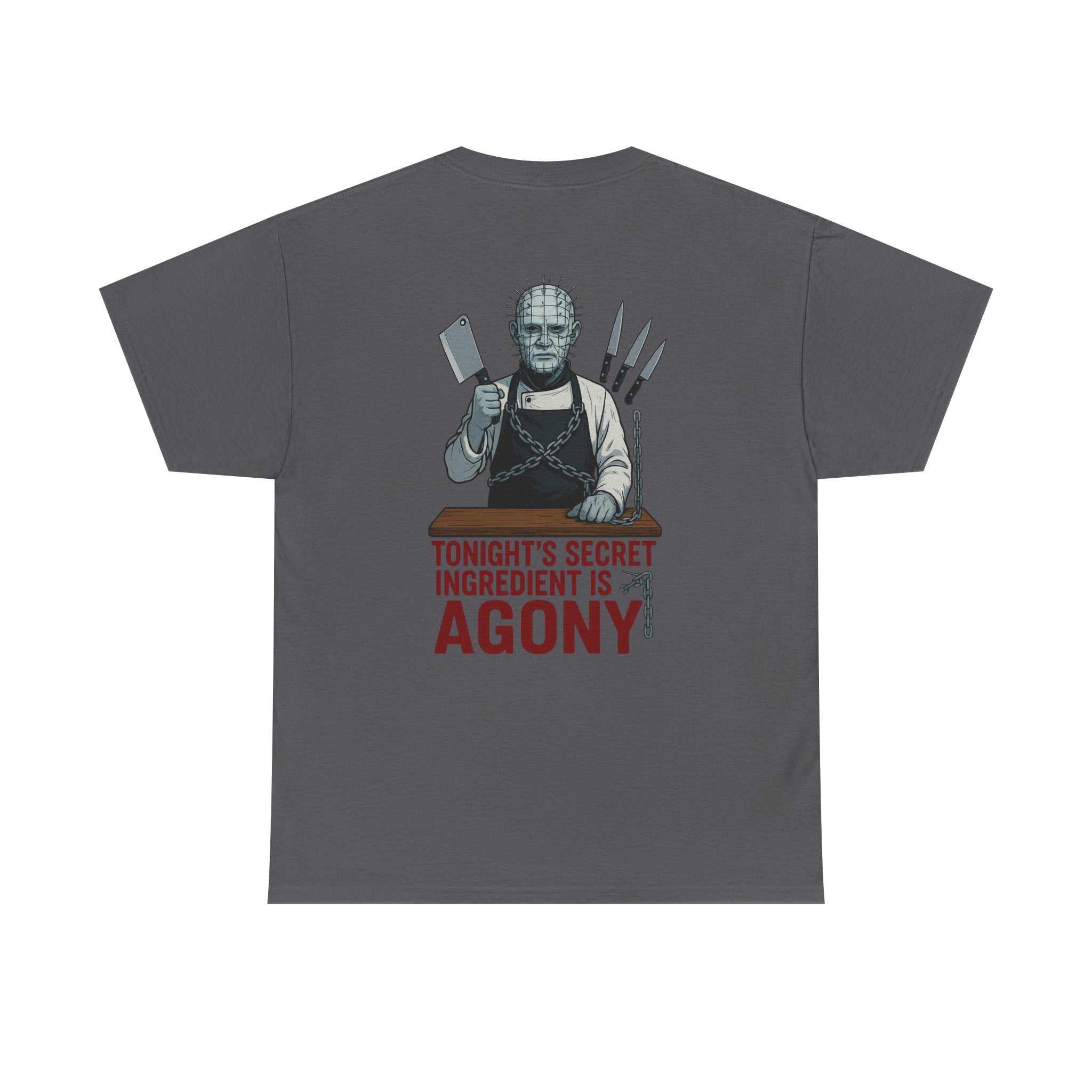 Pinhead Unisex Tee with CHOPPED contestant design, 100% cotton, unisex fit, casual and Halloween wear