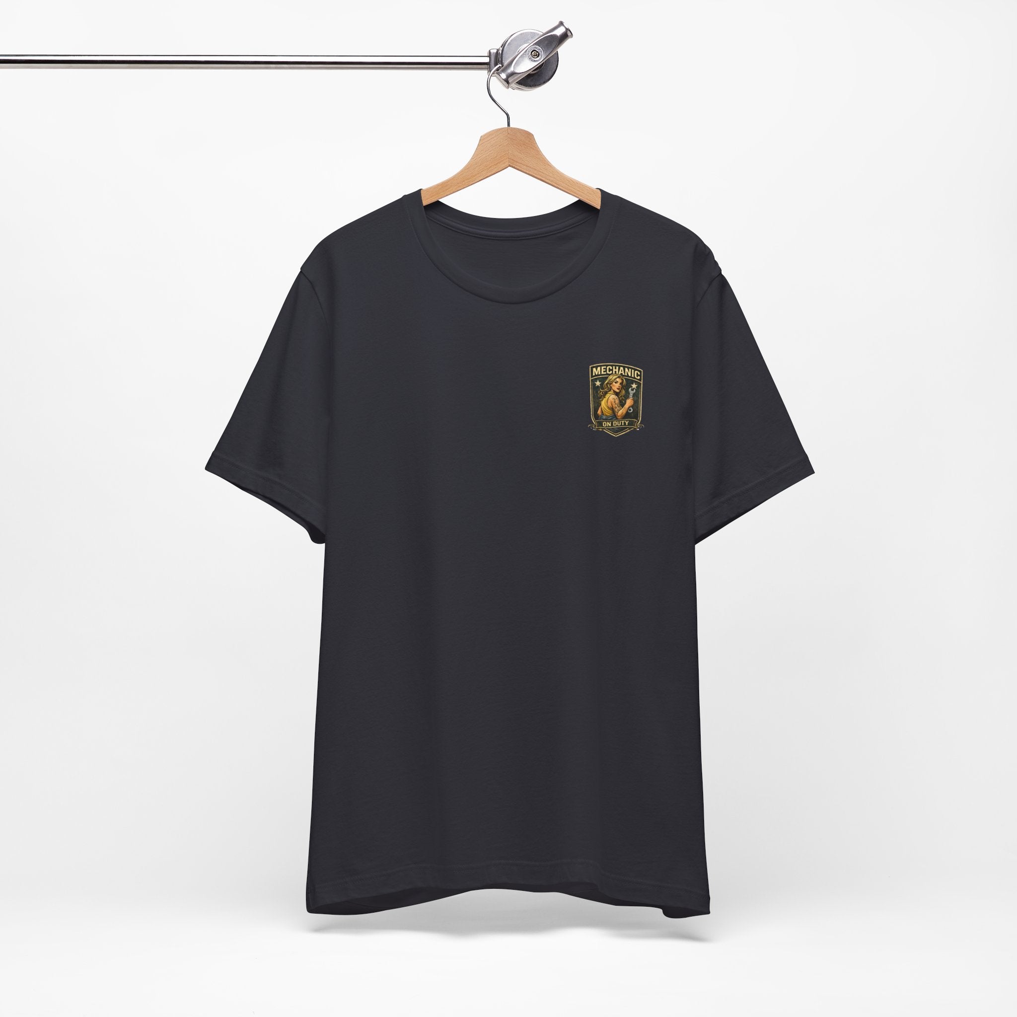 Mechanic On Duty Tee — Vintage Pin-Up Aircraft Garage Shirt