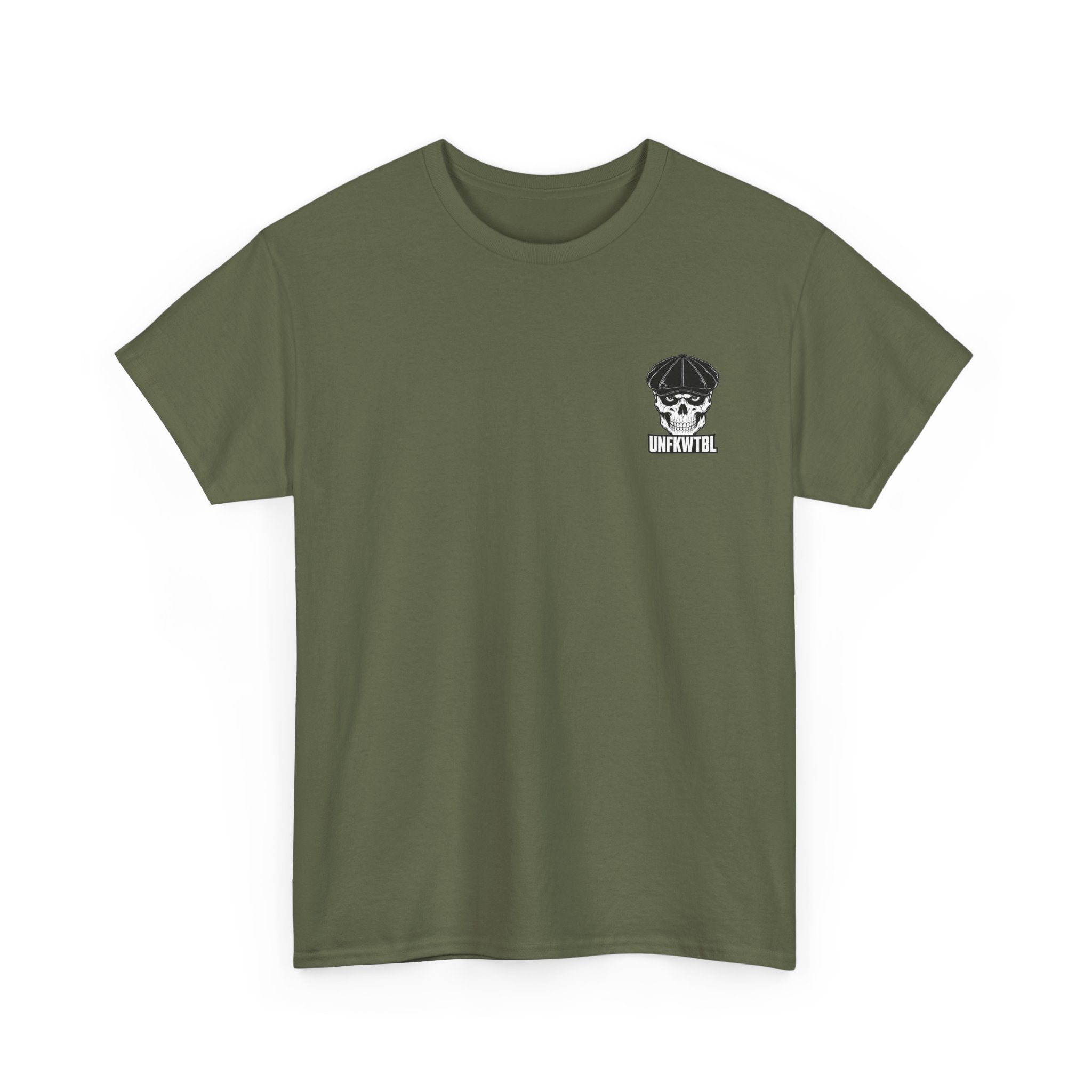 Graphic Tee — “Knocked Down. Never Finished.” Motivational Skull T-Shirt