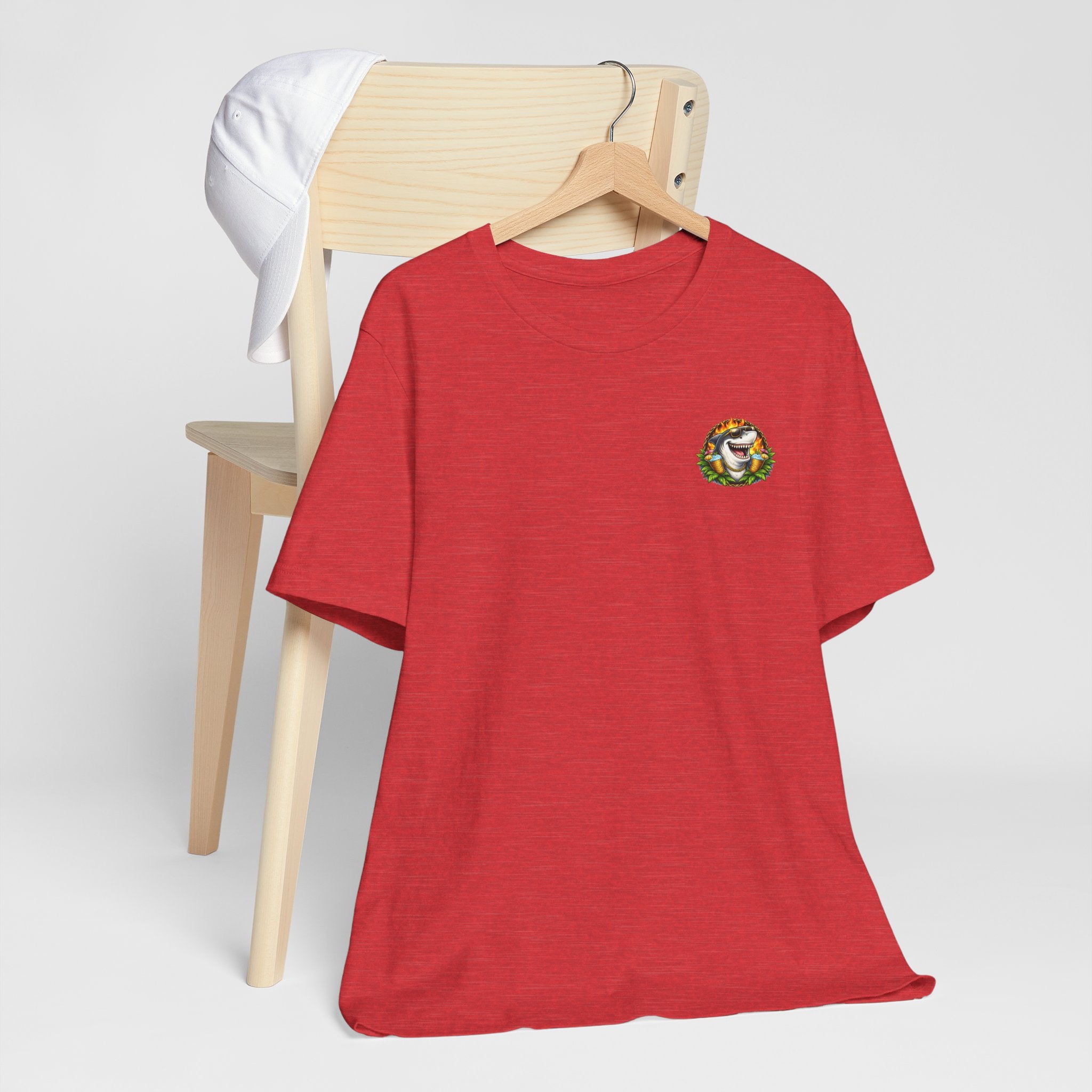 Shark Tiki Party Tee — "Just One More" Tropical Bar Graphic Shirt