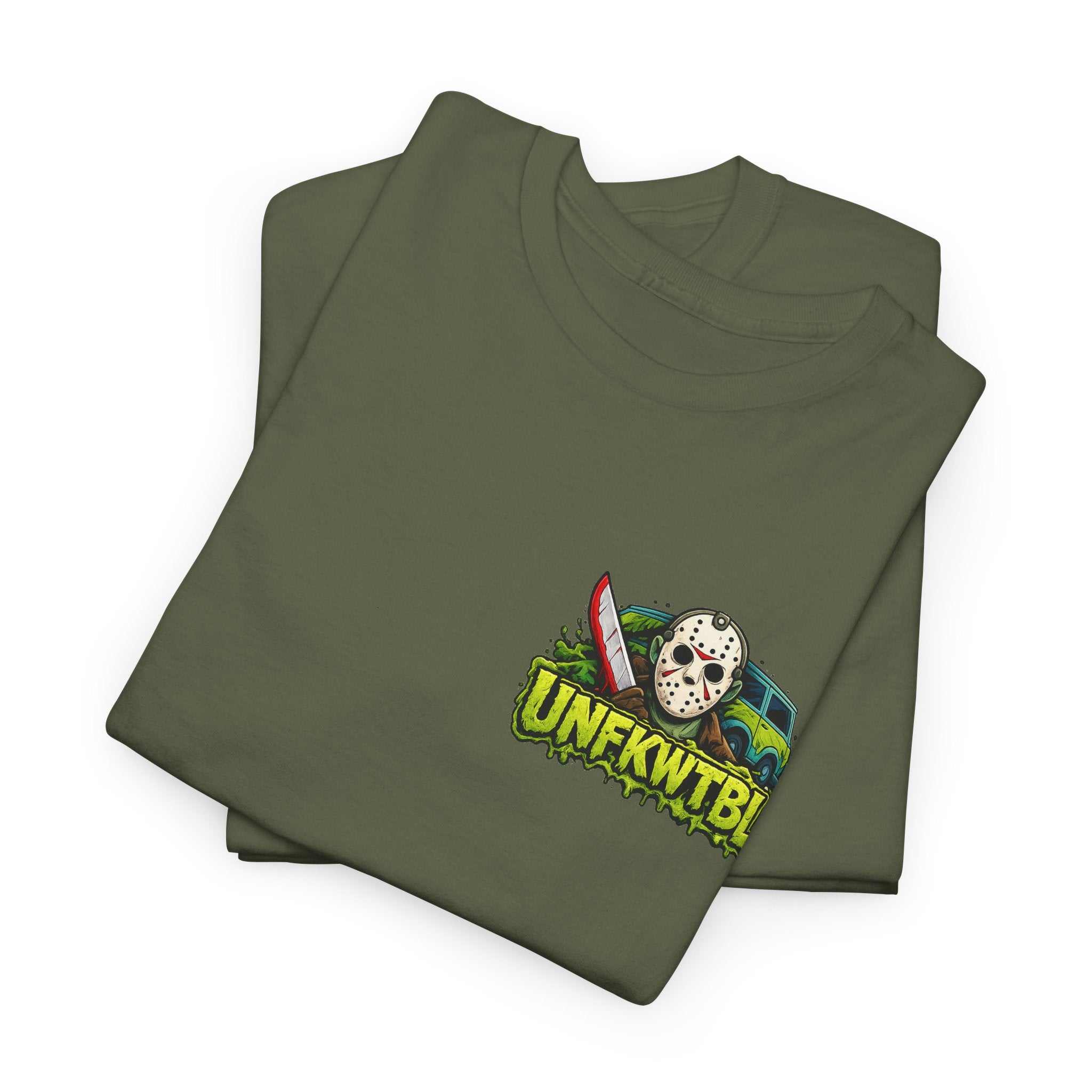 T-Shirt with Jason Voorhees Hanging with Mystery Crew Design
