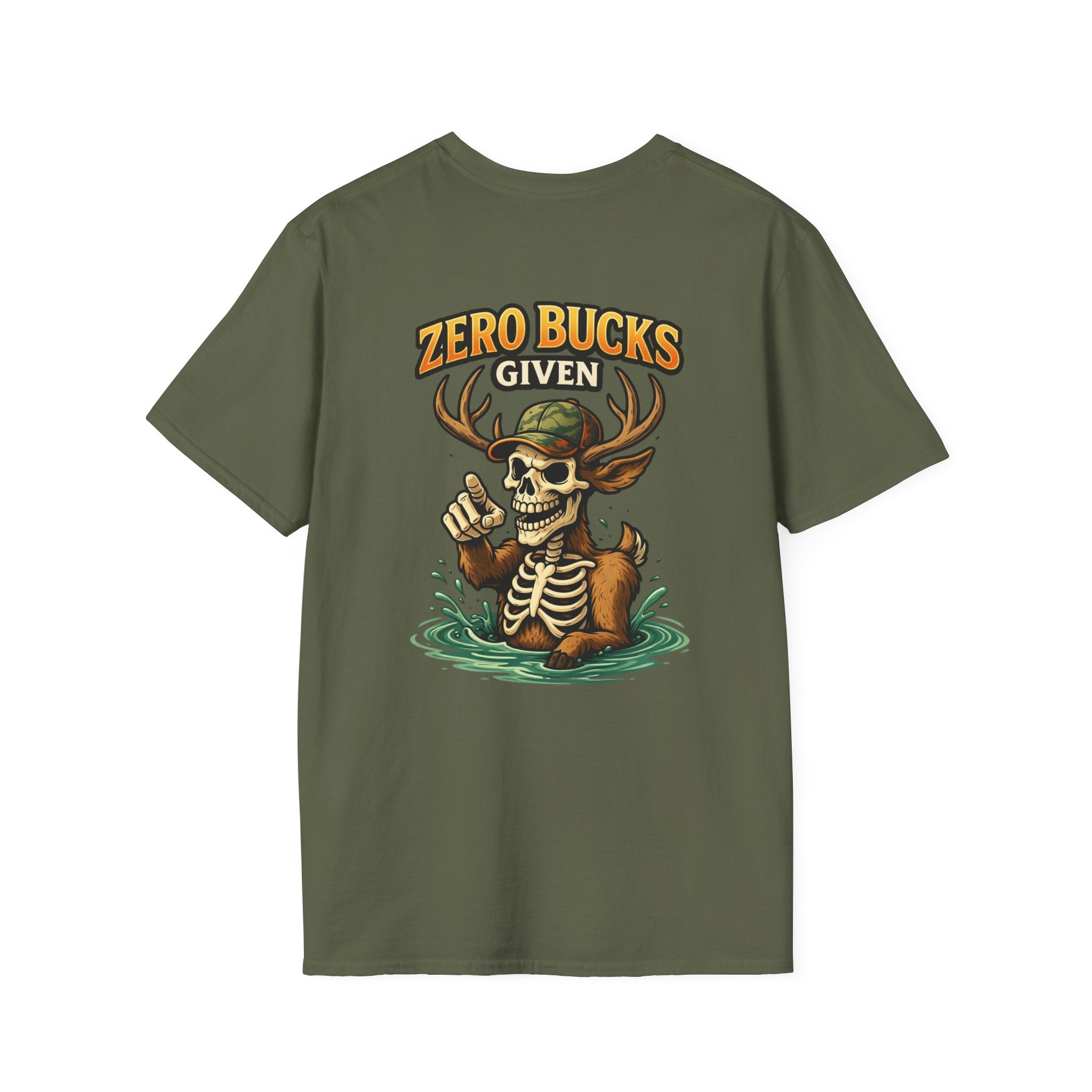 Zero Bucks Given T-Shirt — Skull Deer Hunter Graphic Tee