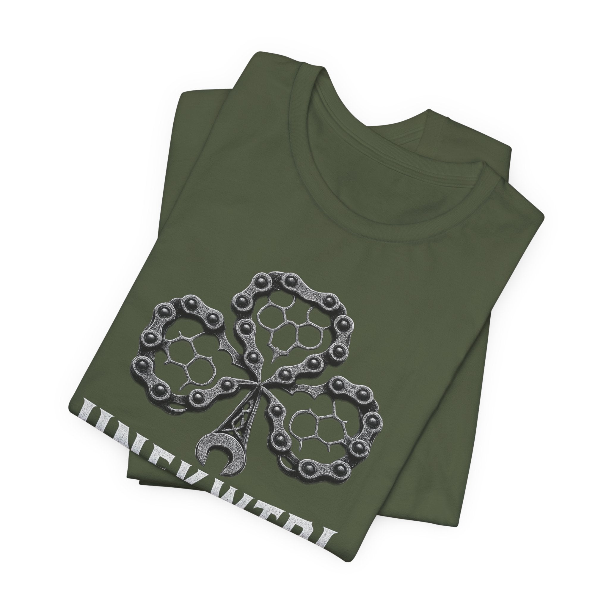 Unfkwtbl Bike Chain Clover Tee - Mechanic Cycling Garage Shirt