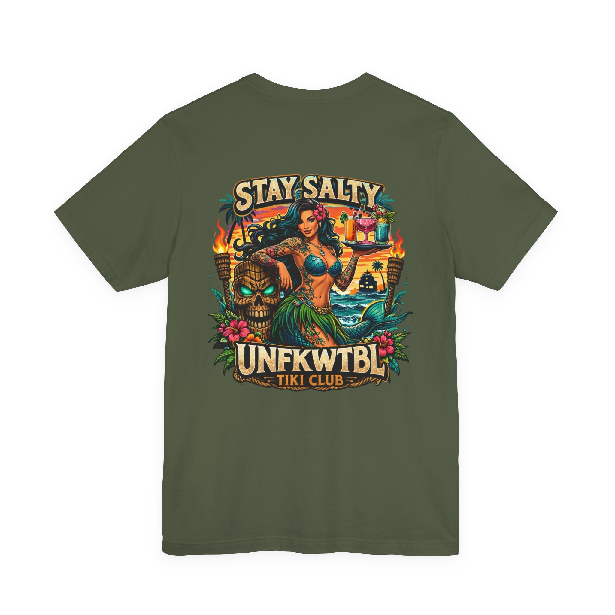 Stay Salty Tiki Club Tee — Vintage Hawaiian Pin-Up Surf Shirt