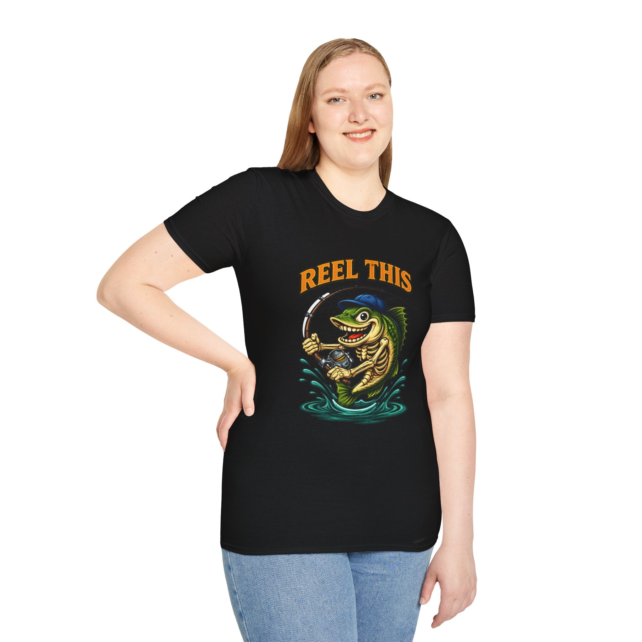 Fishing T-Shirt — "Reel This" Funny Bass Graphic Tee for Anglers