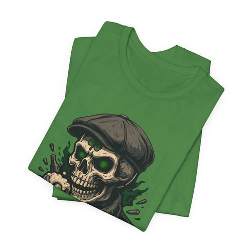 Dead & Lucky Skull Tee with grinning skull graphic and bold pub-style text on lightweight cotton t-shirt