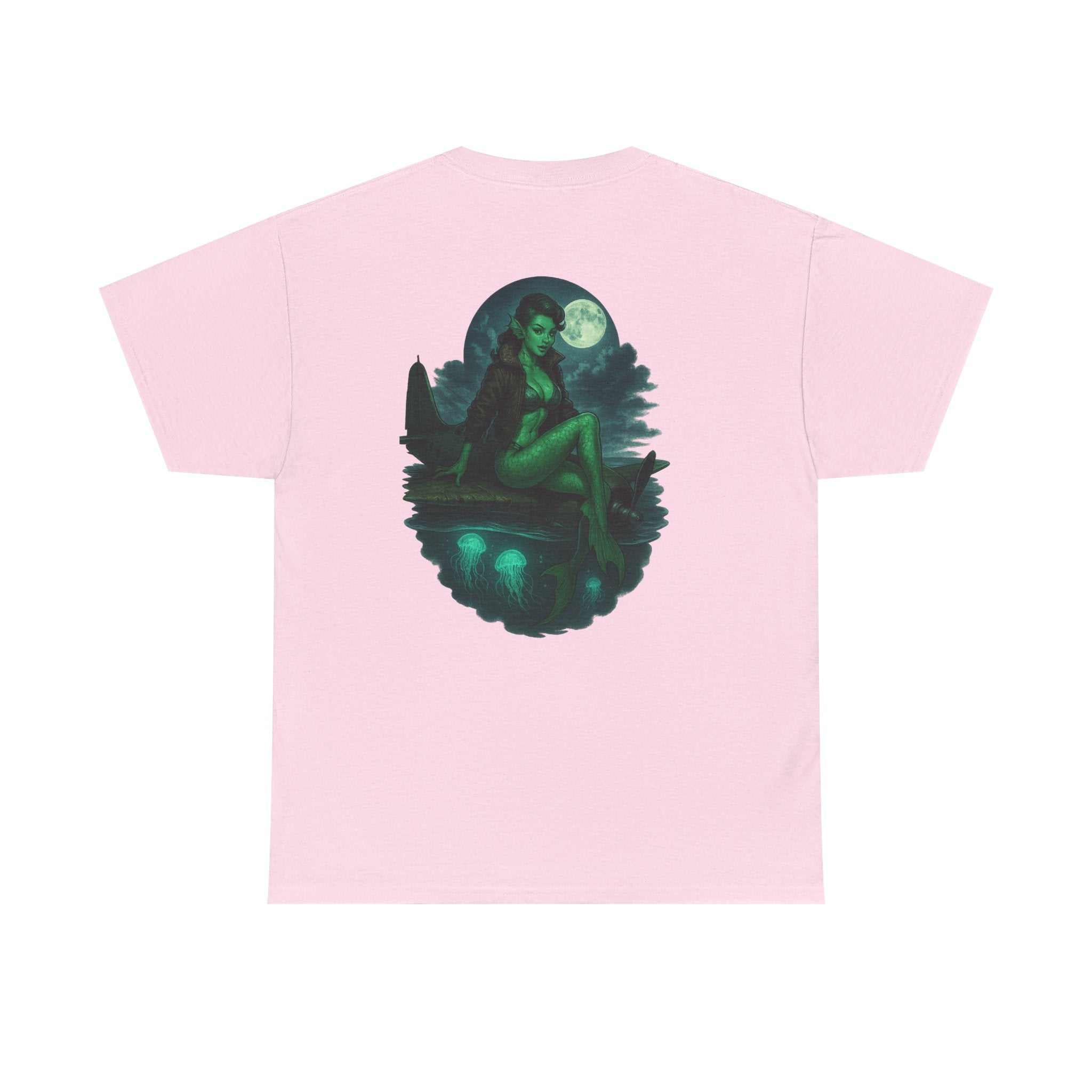1950s pinup beauty sea creature vintage unisex cotton t-shirt with retro design