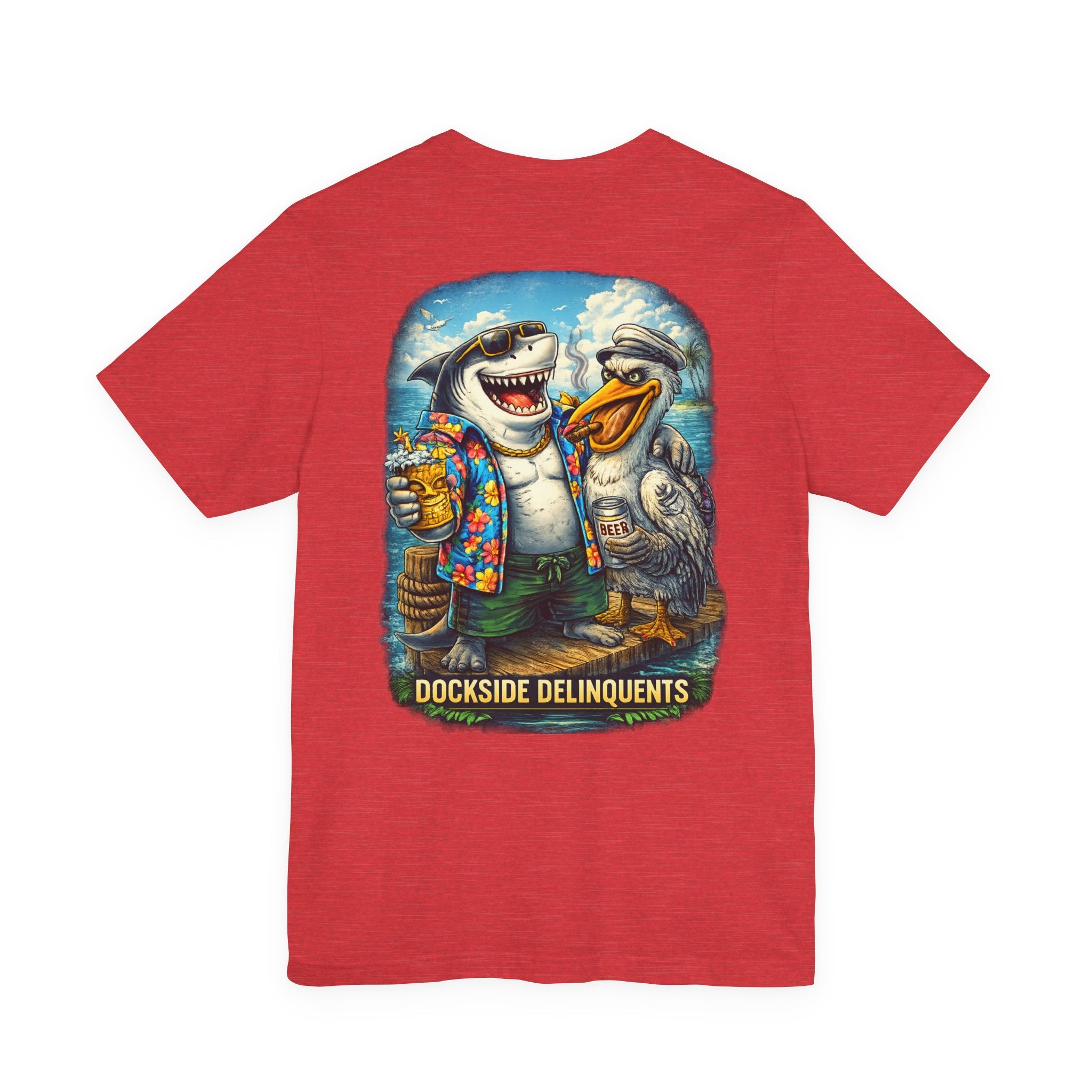 Dockside Delinquents Tee - Funny Shark & Pelican Graphic T-Shirt