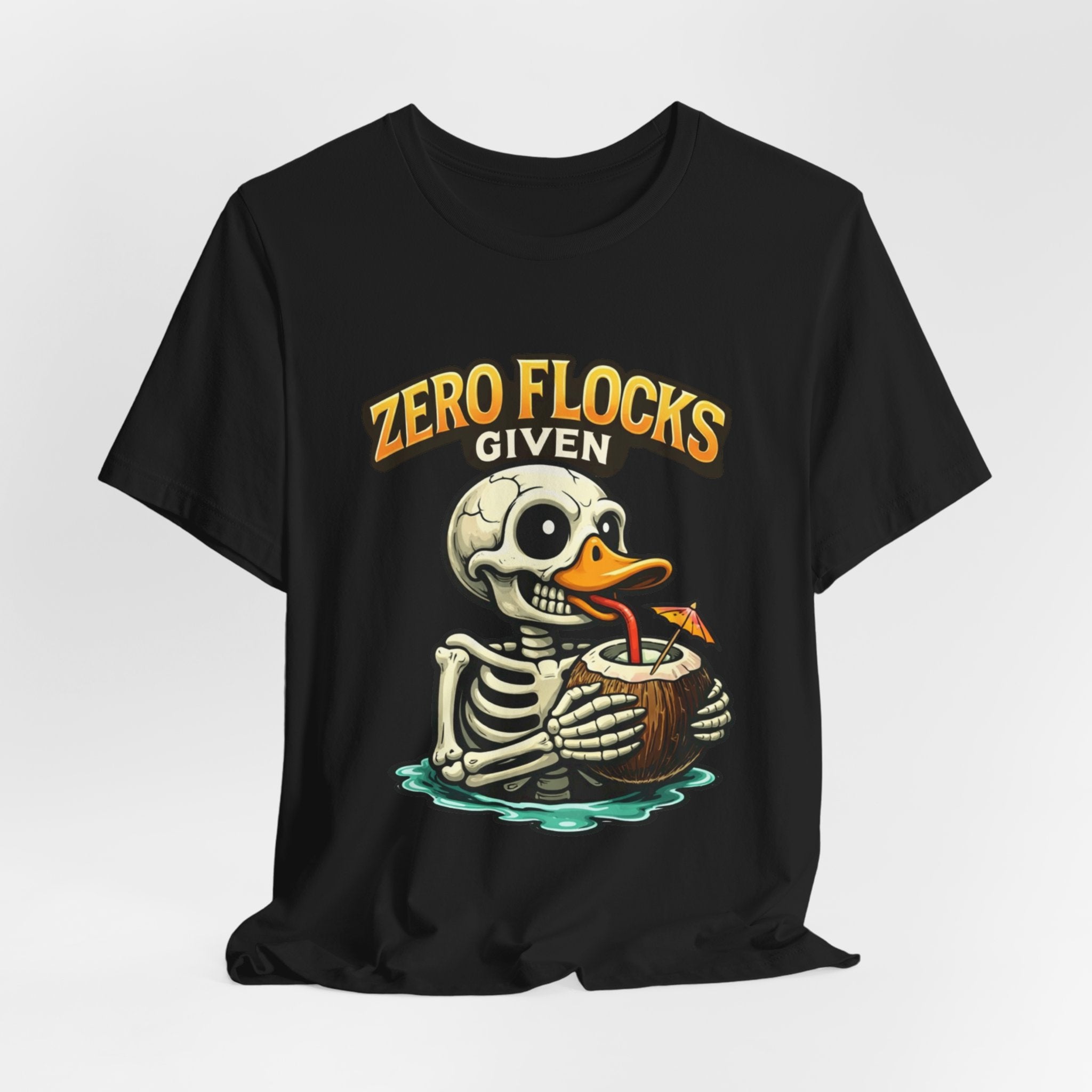 T‑Shirt — "Zero Flocks Given" Skeleton Duck Graphic Tee