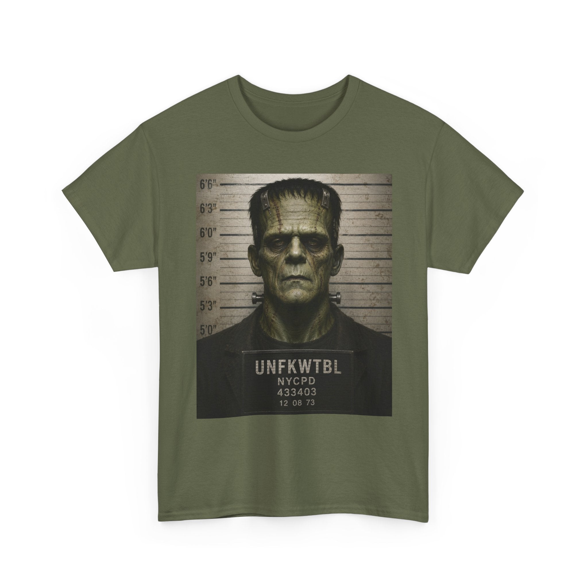 Frankenstein Mugshot Tee — Vintage Monster Mugshot Graphic T-Shirt