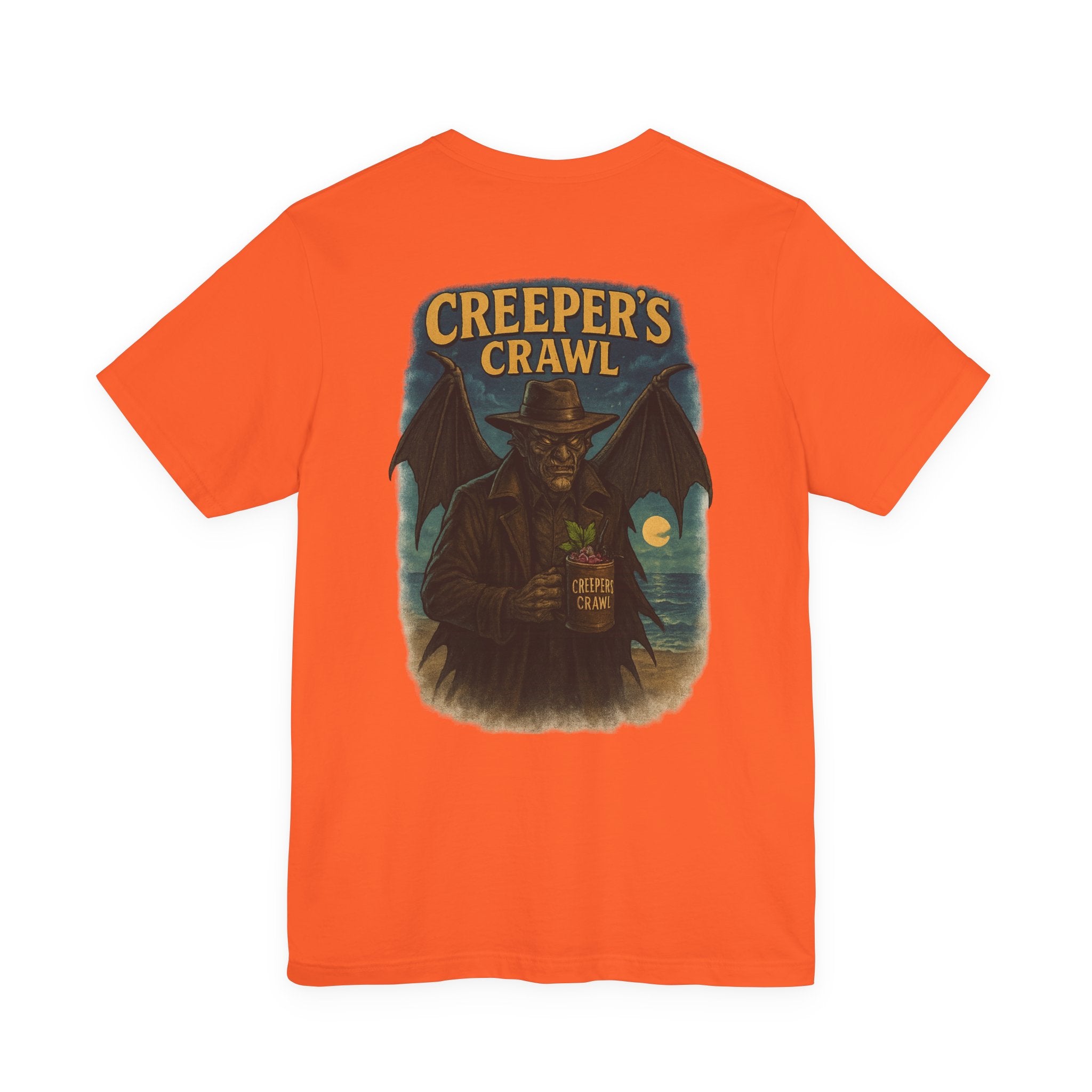 Creeper's Crawl Vintage Horror Tee — Spooky Bat Cowboy Graphic T-Shirt