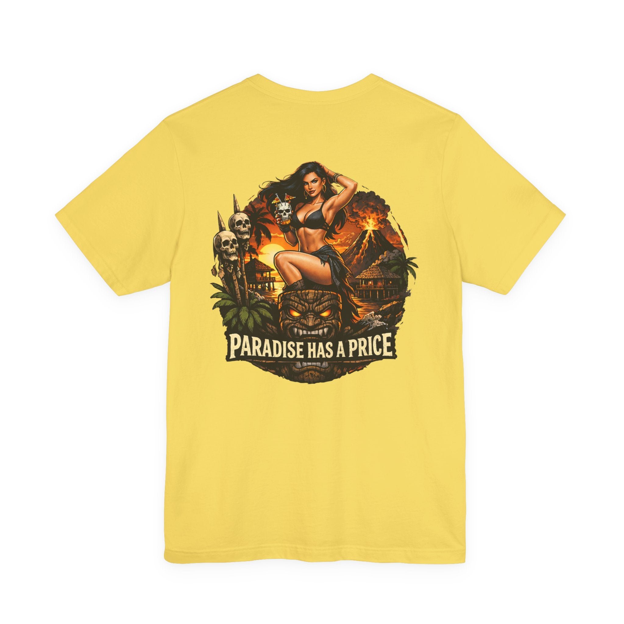 Paradise Has a Price T-Shirt — Tropical Pinup Skull Island Graphic Tee