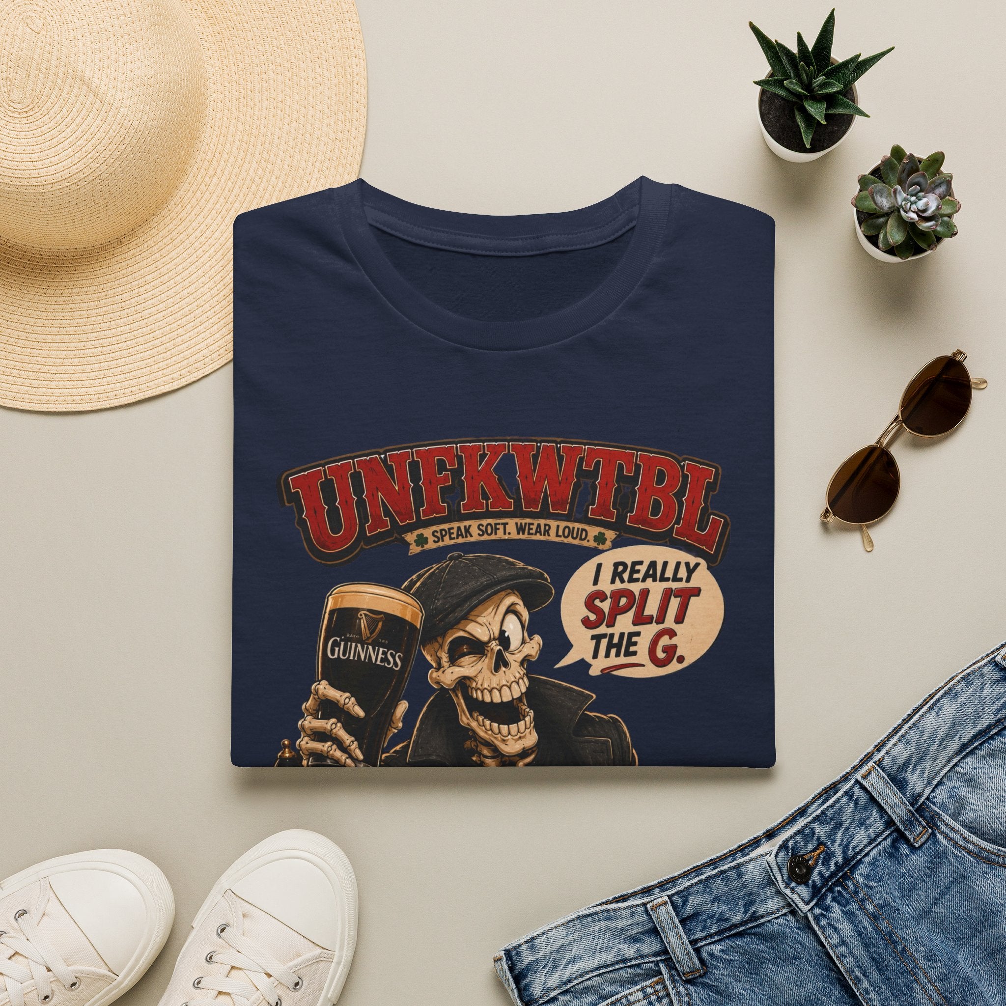 Skull & Pint Graphic Tee — “I Really Split The G” Guinness Beer Shirt