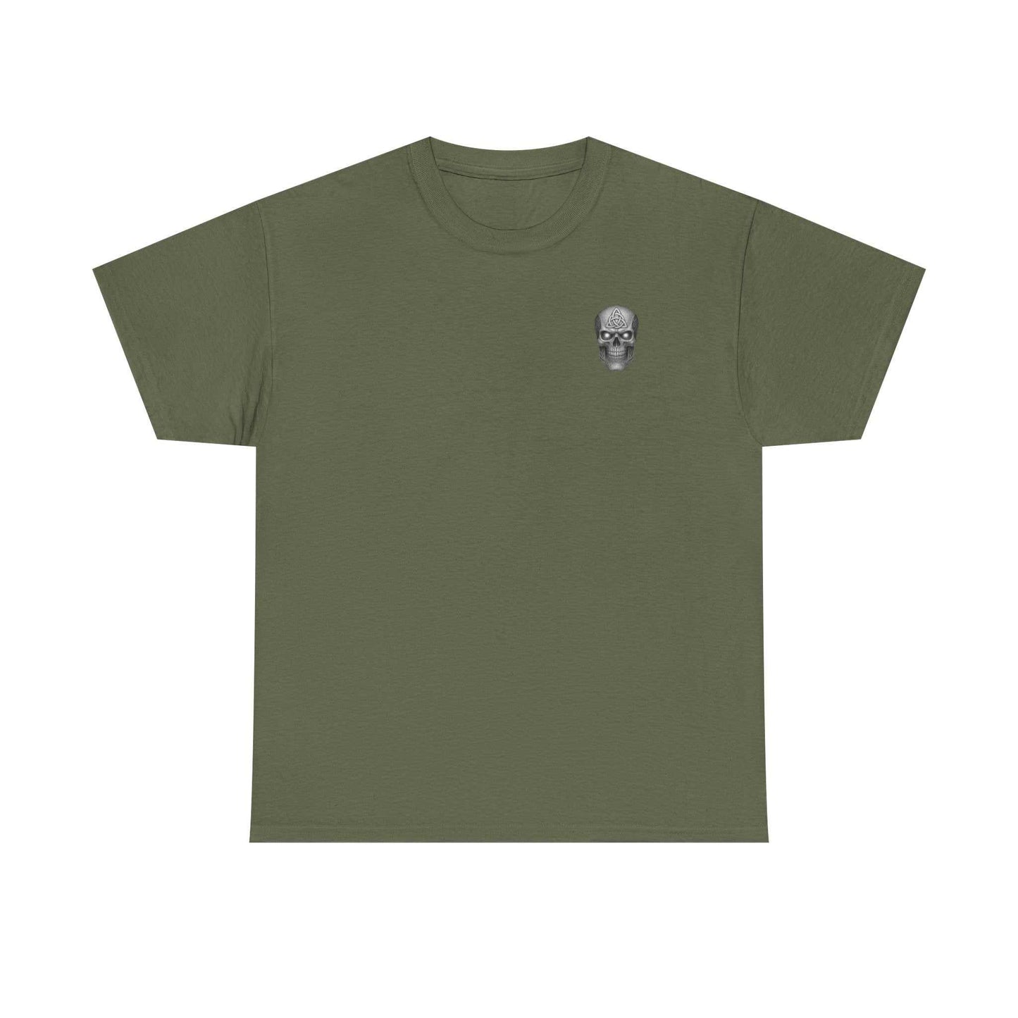 olive green T-Shirt FDNY ETERNAL Tribute Tee with small skull graphic on chest, unisex heavy cotton fabric