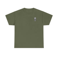 olive green T-Shirt FDNY ETERNAL Tribute Tee with small skull graphic on chest, unisex heavy cotton fabric