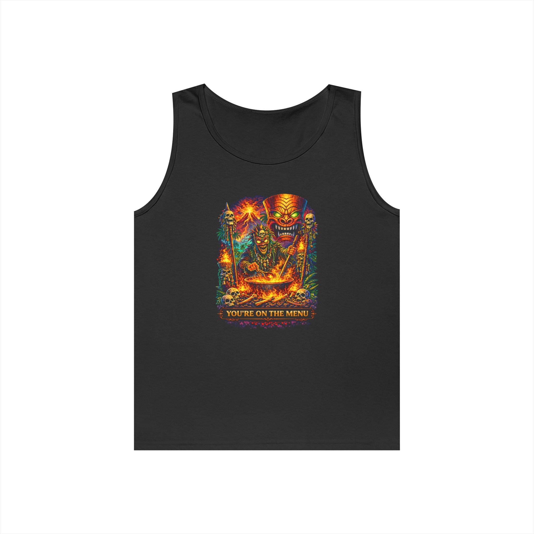 Horror Grilling Tank Top — Fiery Demon BBQ "You're On The Menu"