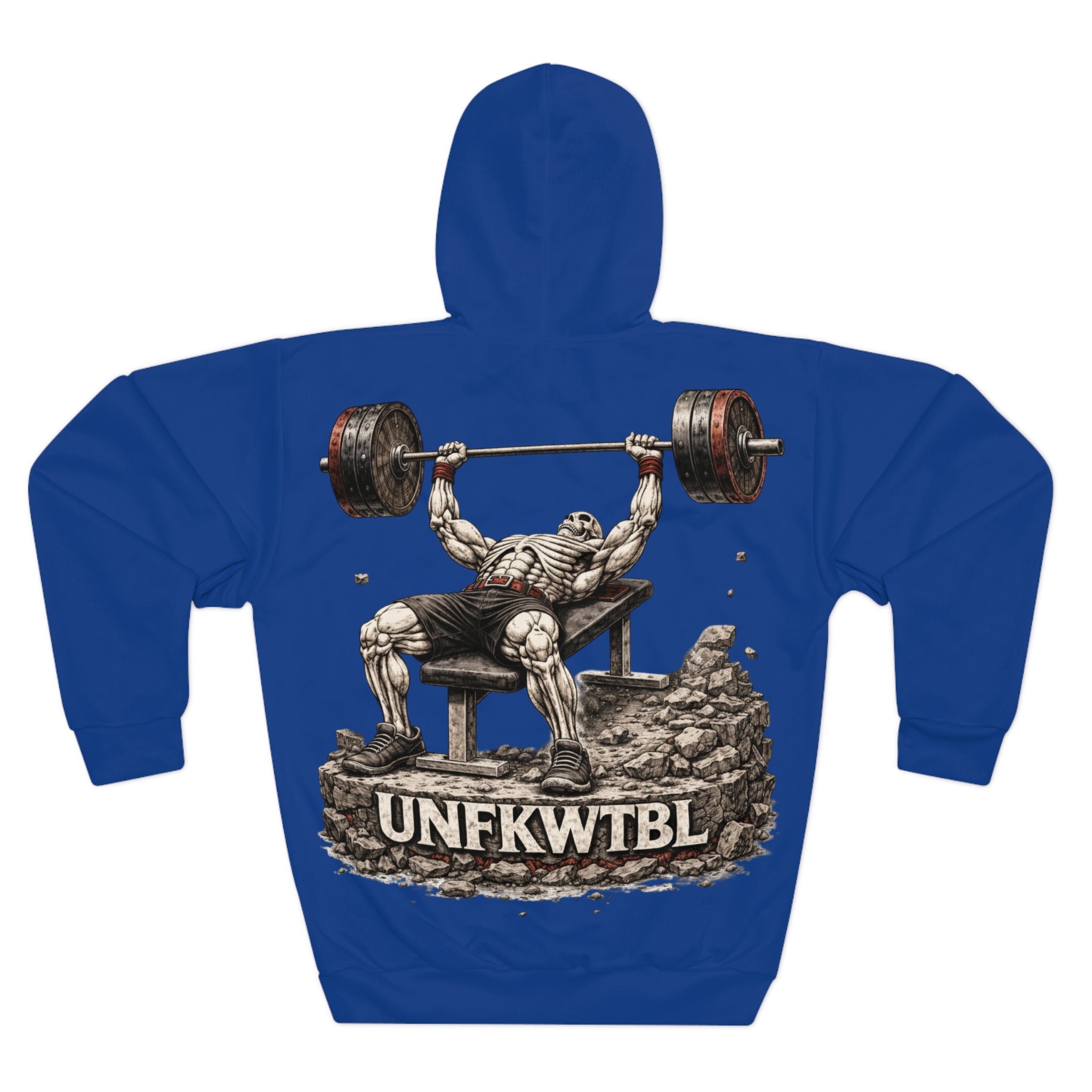 Weightlifting Hoodie — 'UNFKWTBL' Skull Bench Press Gym Pullover