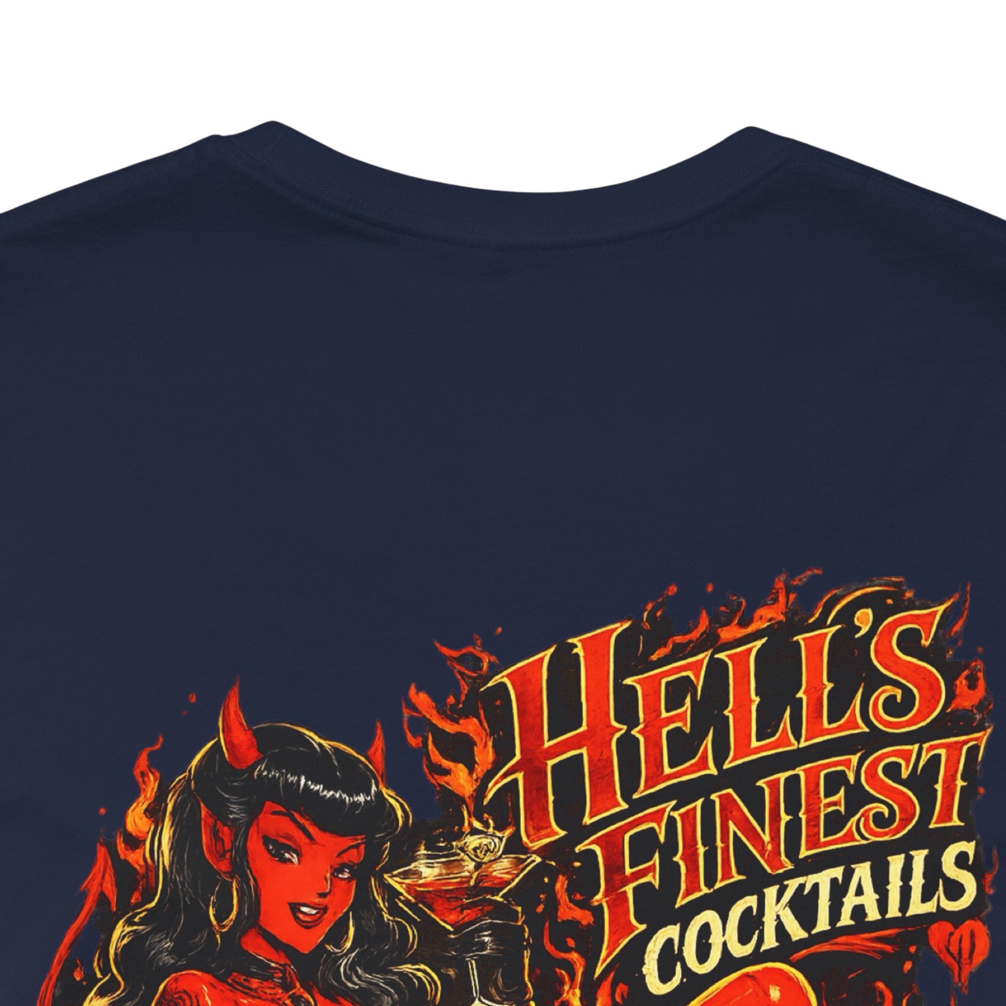 Graphic Tee — "Hell's Finest Cocktails" Pinup Devil Design
