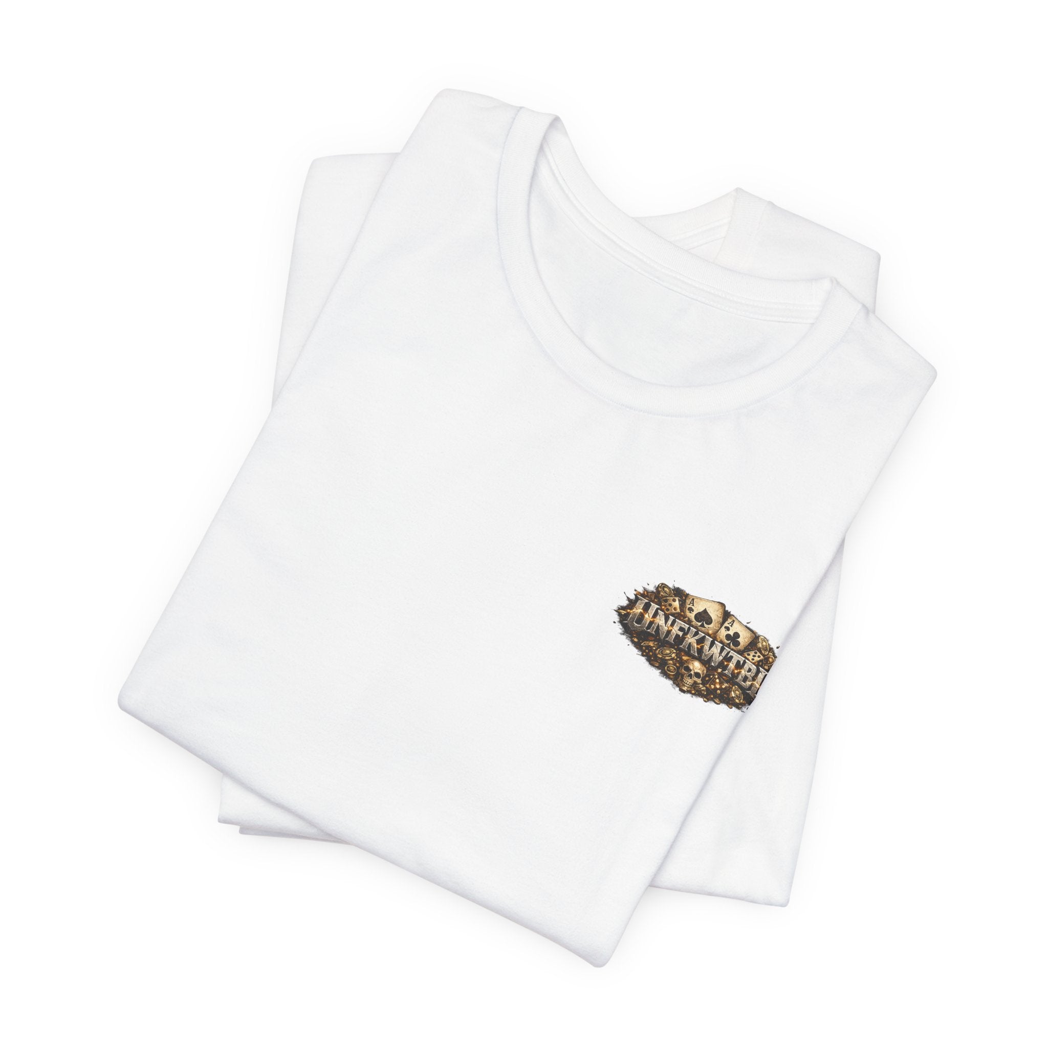 Skull & Flaming Cards Graphic Tee — Poker Skull Short Sleeve T-Shirt